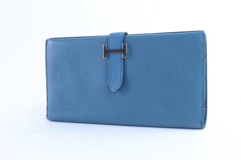 Hermès Blue Long Jean Bifold Bearn 52hr0701 Wallet For Sale at 1stDibs