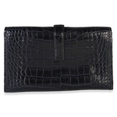 Hermès Blue Marine Matte Mississippi Alligator Mini Jige Clutch