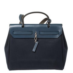 Hermes Blue Marine/Saphir Canvas und Leder Herbag Zip 31 Tasche