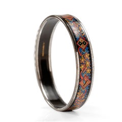 Hermès Blue Multi Swirling Leaves Enamel Bracelet