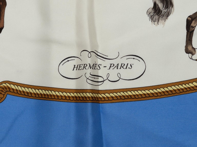 HERMES silk Curry 90 REPRISE Repeat scarf blue