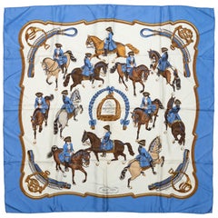 Hermes Blue & Multicolor 'Reprise' Silk Scarf