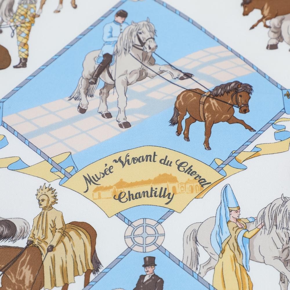 Hermes Blue Musee Vivant du Cheval Chantilly Silk Handkerchief 1