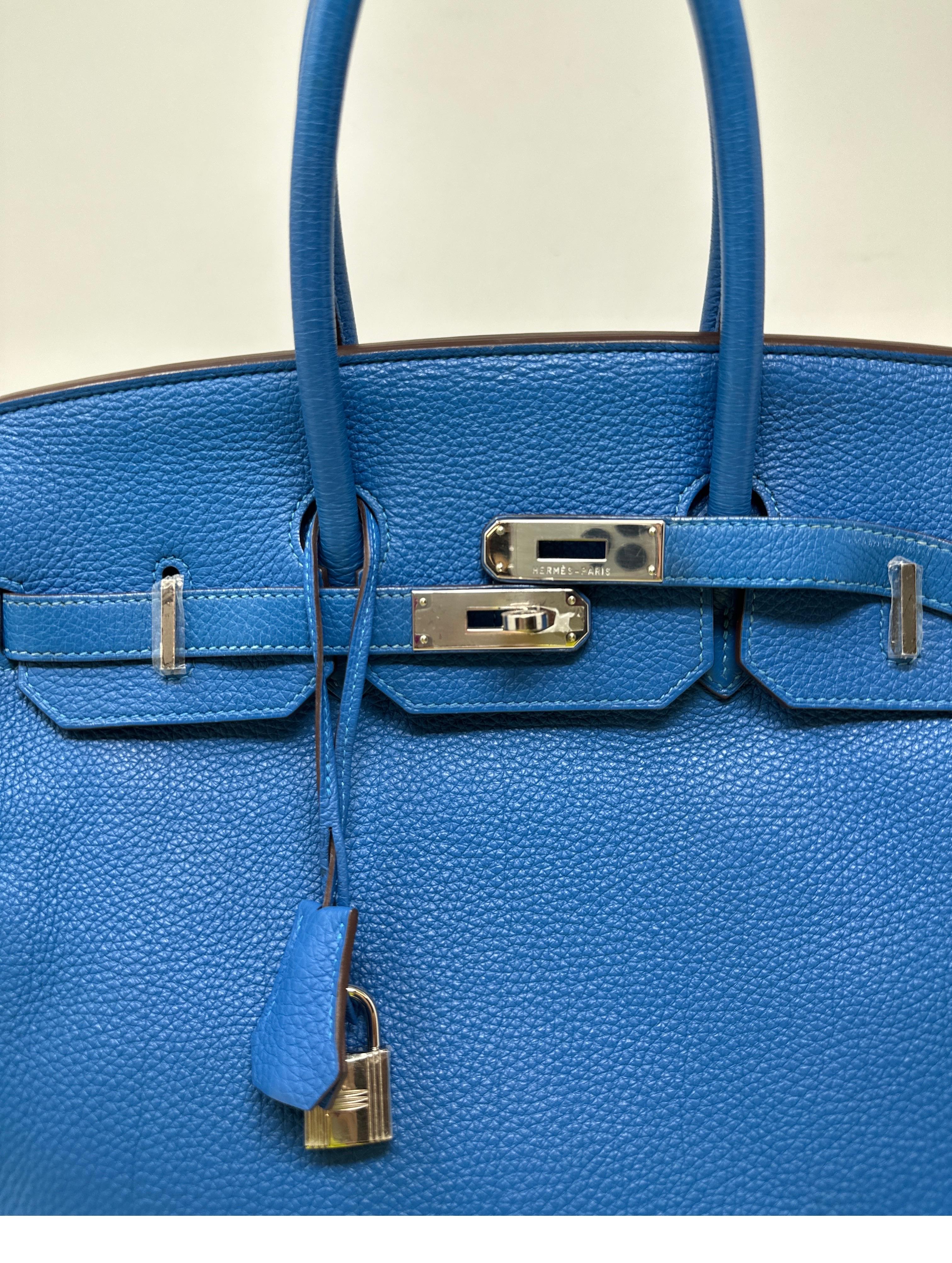 Hermes Blue Mykonos 35 Birkin Bag 9