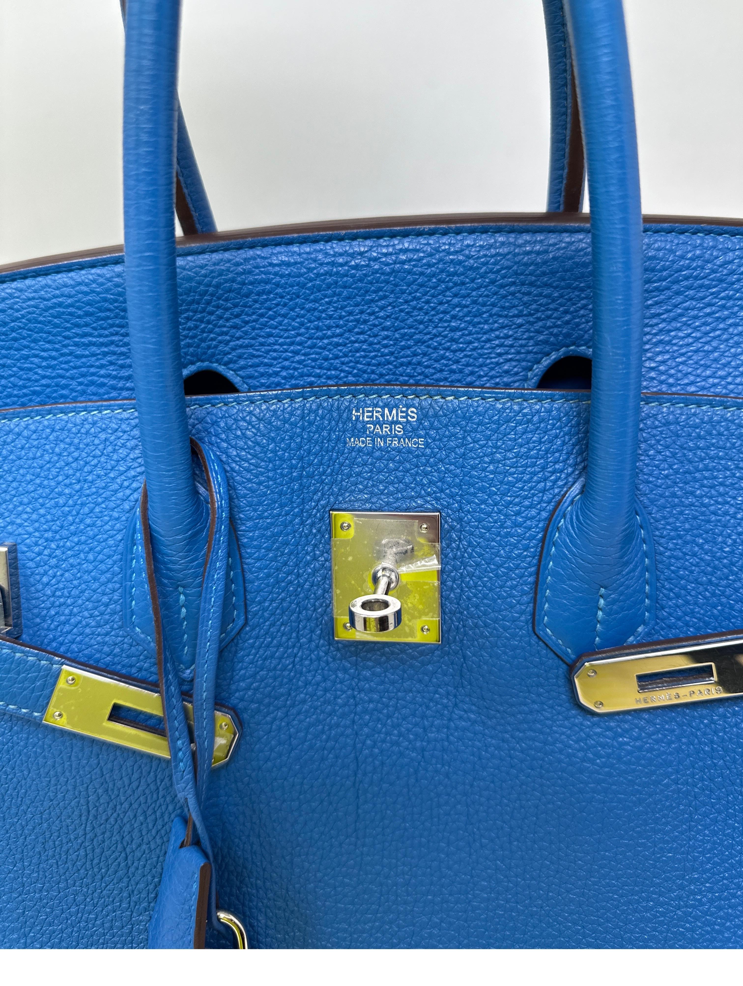 Hermes Blue Mykonos 35 Birkin Bag 10