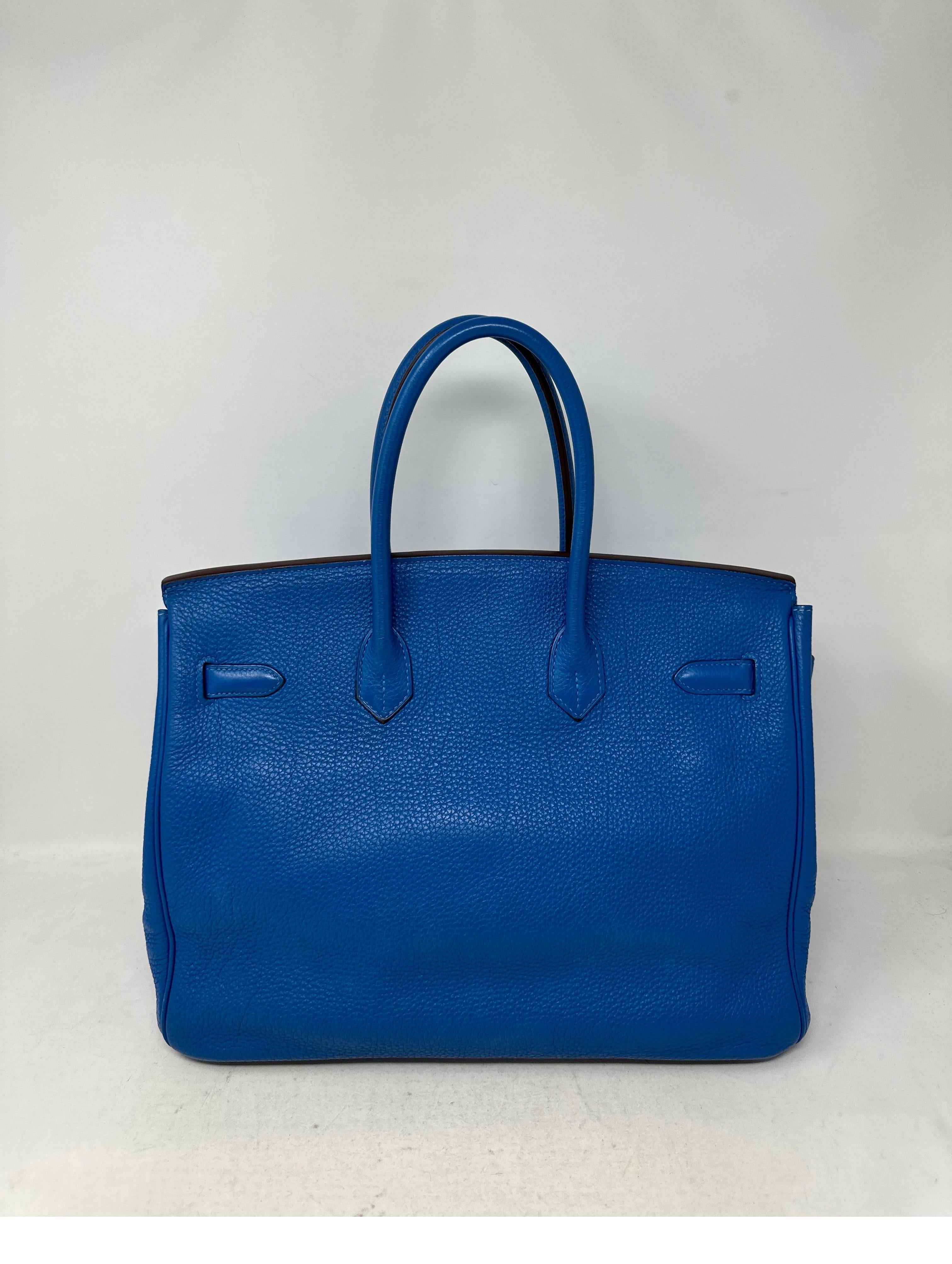 Hermes Blue Mykonos 35 Birkin Bag 14