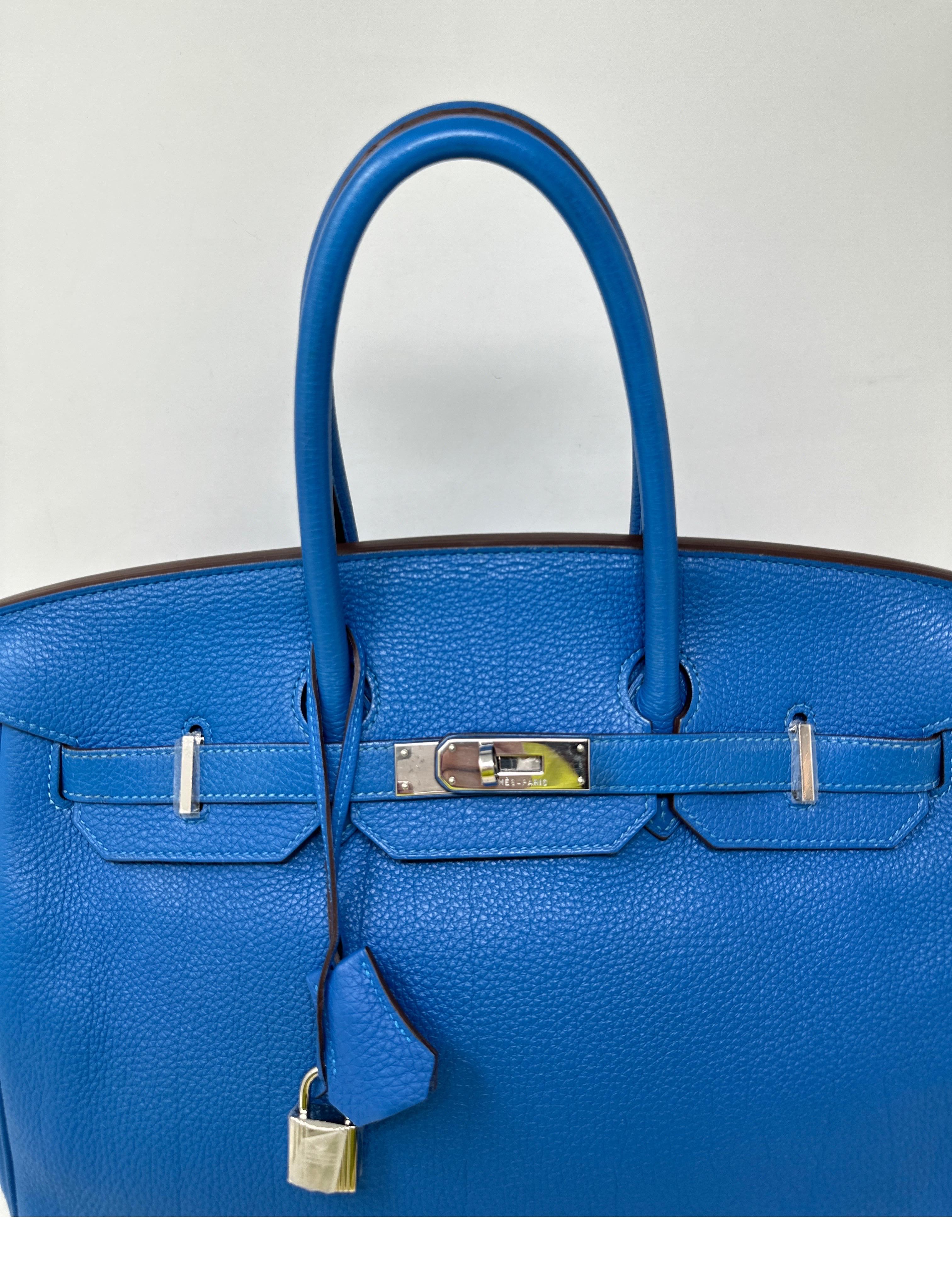 Hermes Blue Mykonos 35 Birkin Bag 16