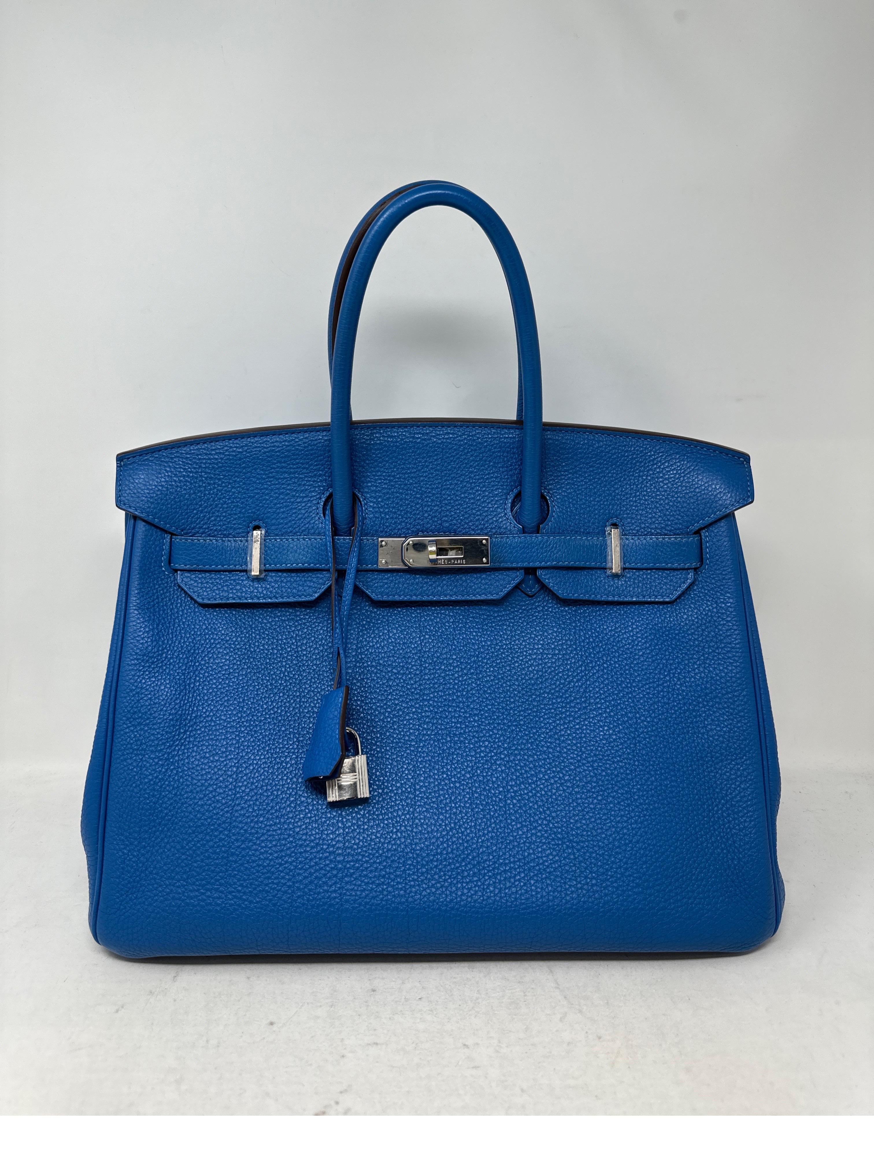 Hermes Blue Mykonos 35 Birkin Bag In Excellent Condition In Athens, GA