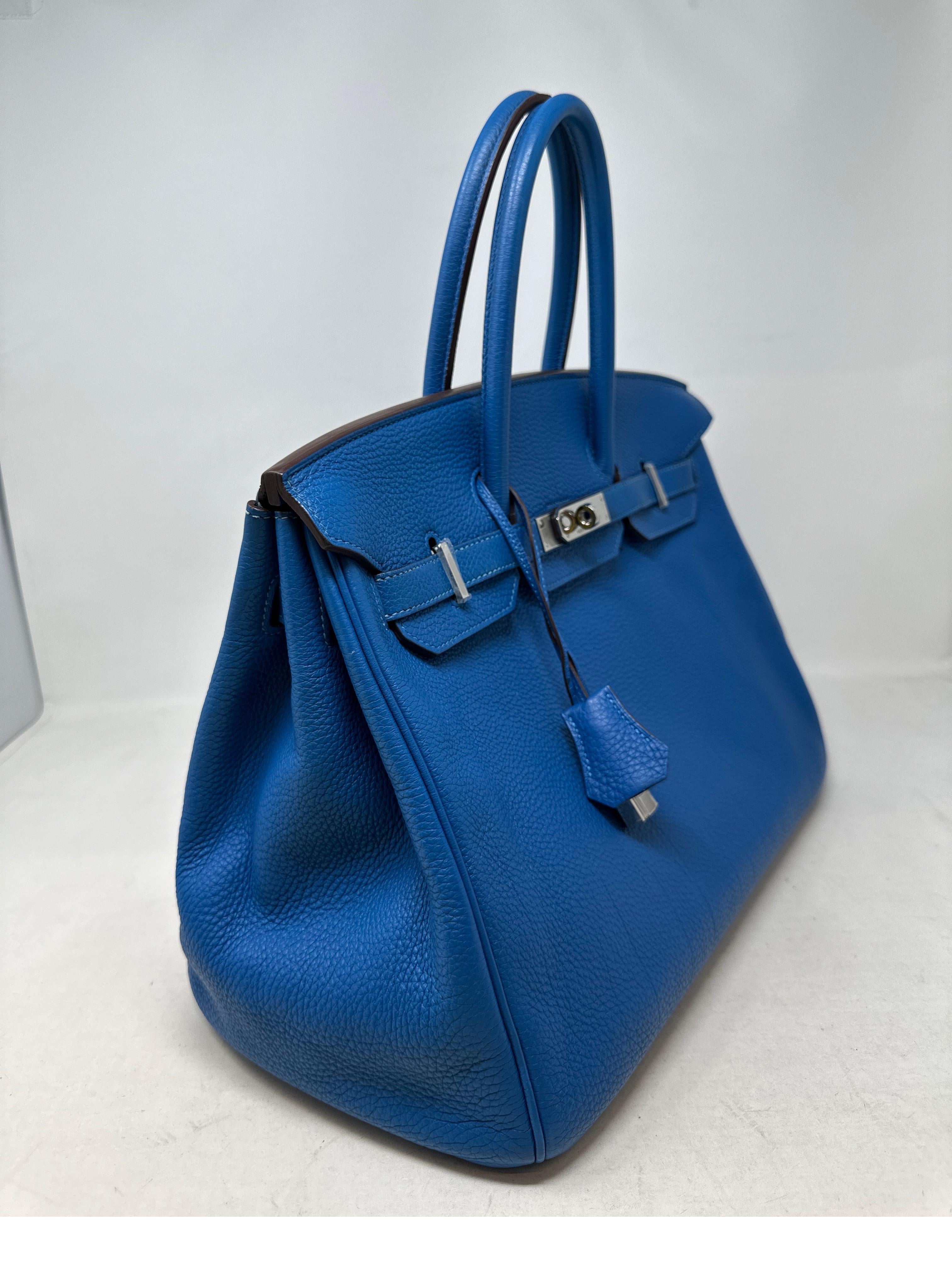 Women's or Men's Hermes Blue Mykonos 35 Birkin Bag