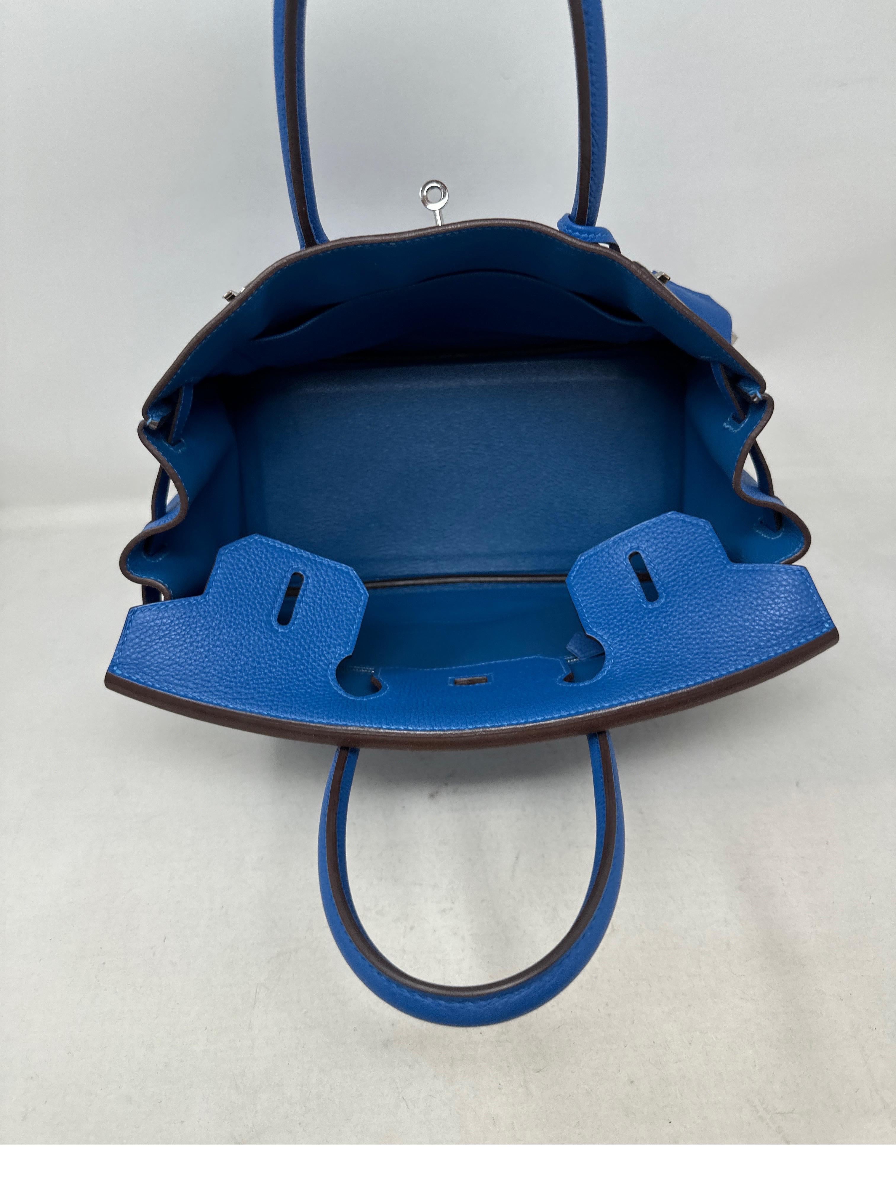 Hermes Blue Mykonos Birkin 30 Bag 6