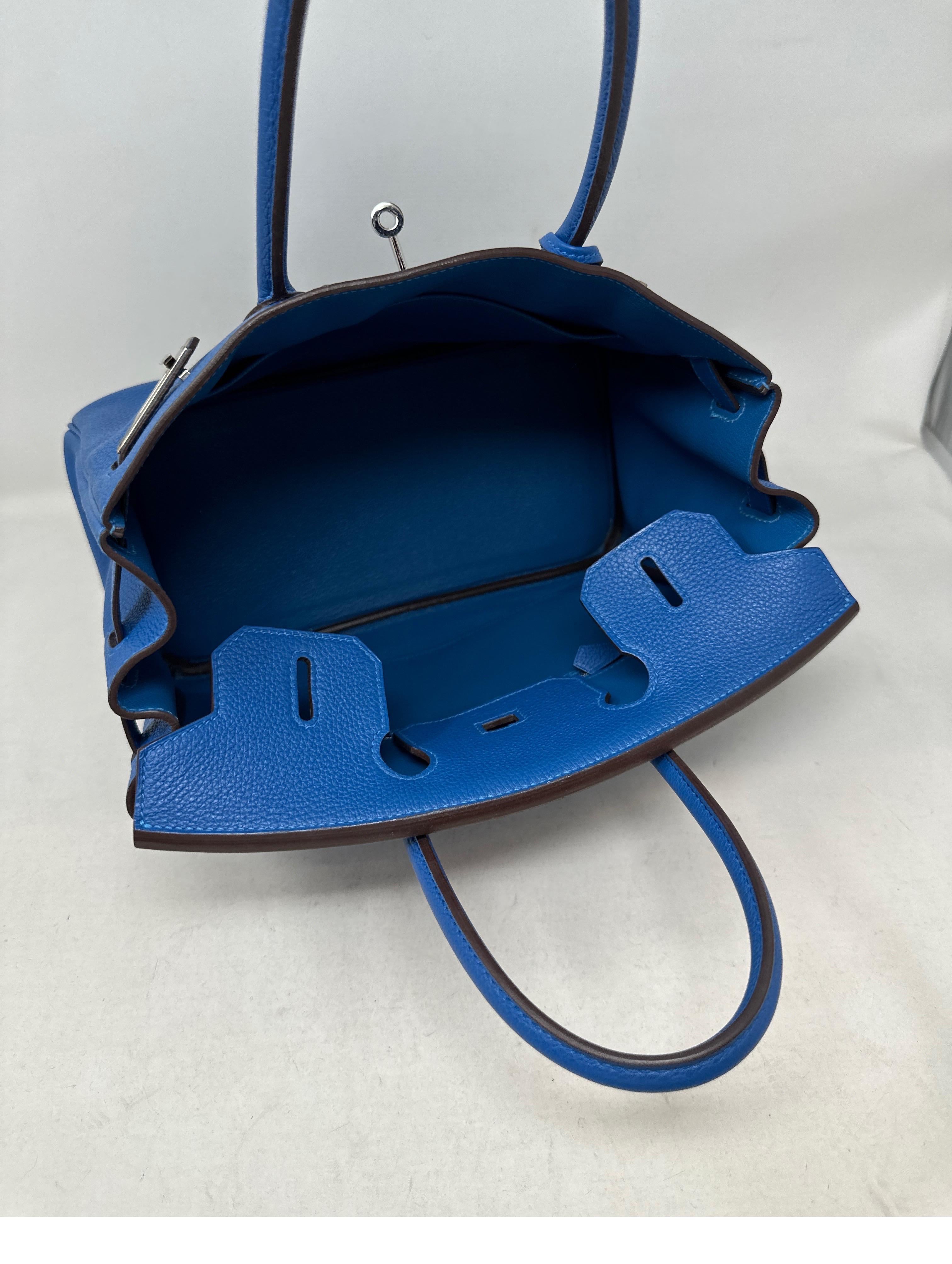 Hermes Blue Mykonos Birkin 30 Bag 7