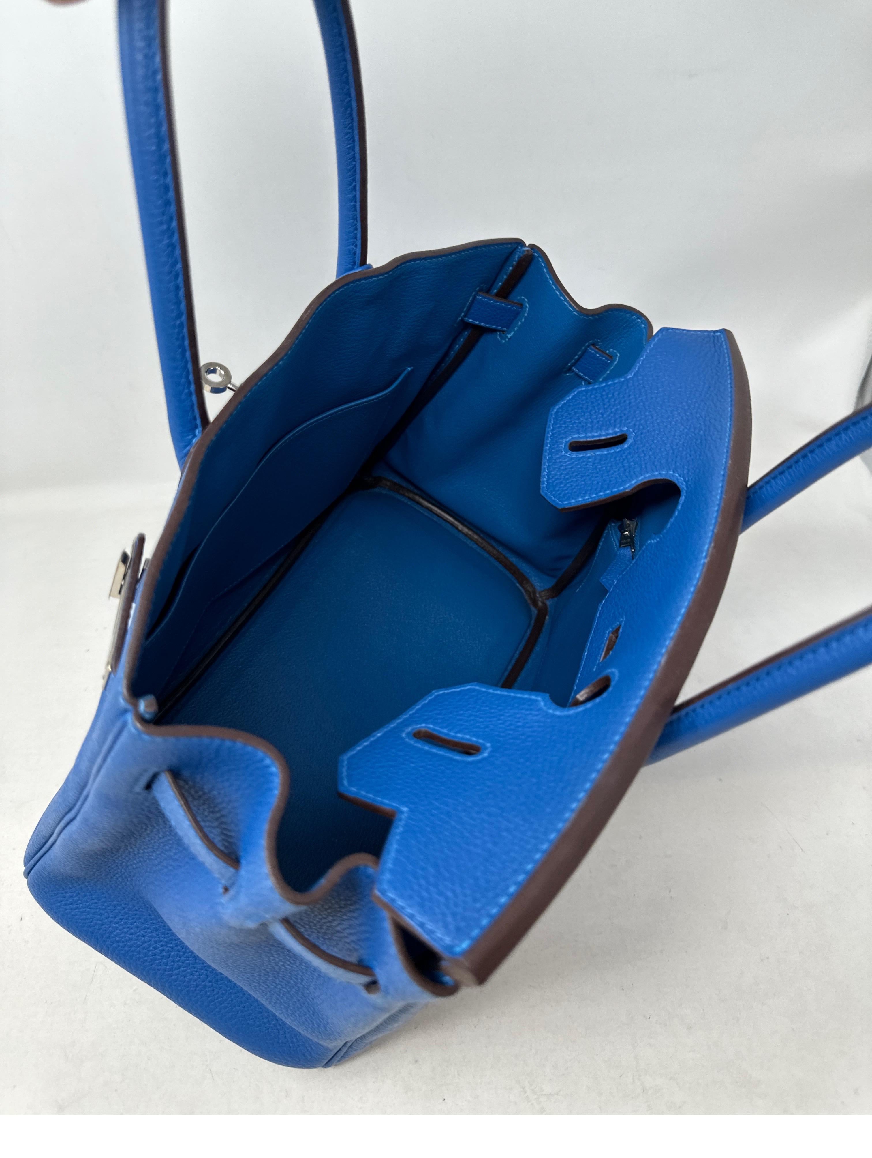 Hermes Blue Mykonos Birkin 30 Bag 8