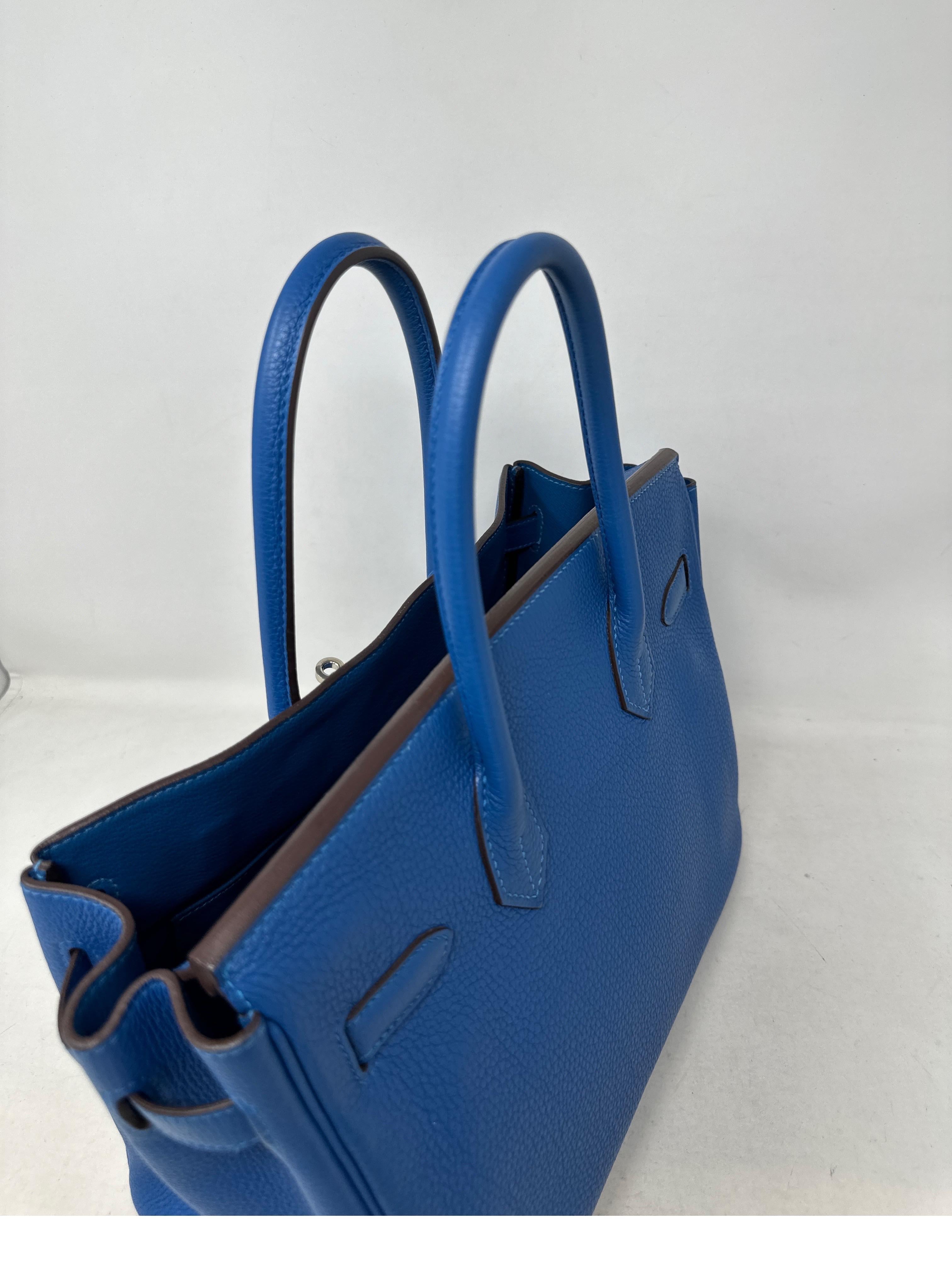 Hermes Blue Mykonos Birkin 30 Bag 9