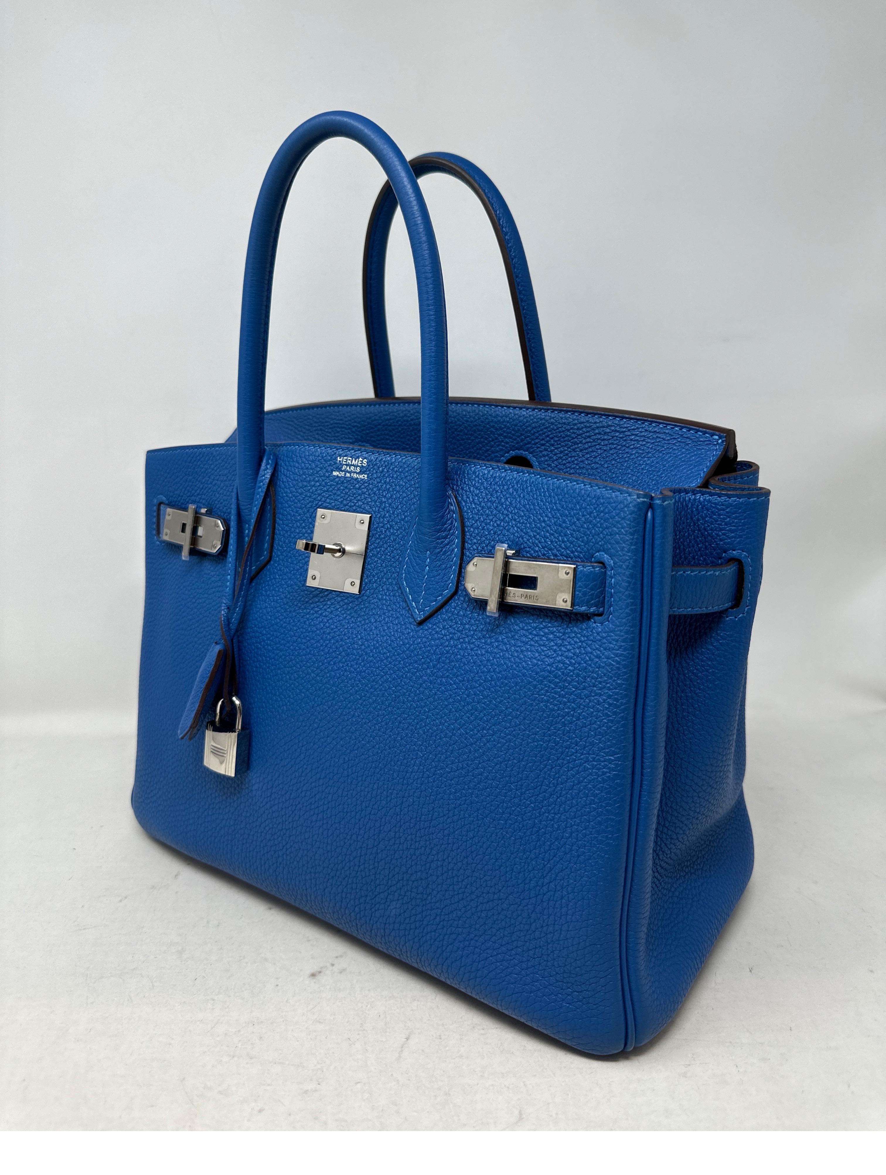 Women's or Men's Hermes Blue Mykonos Birkin 30 Bag