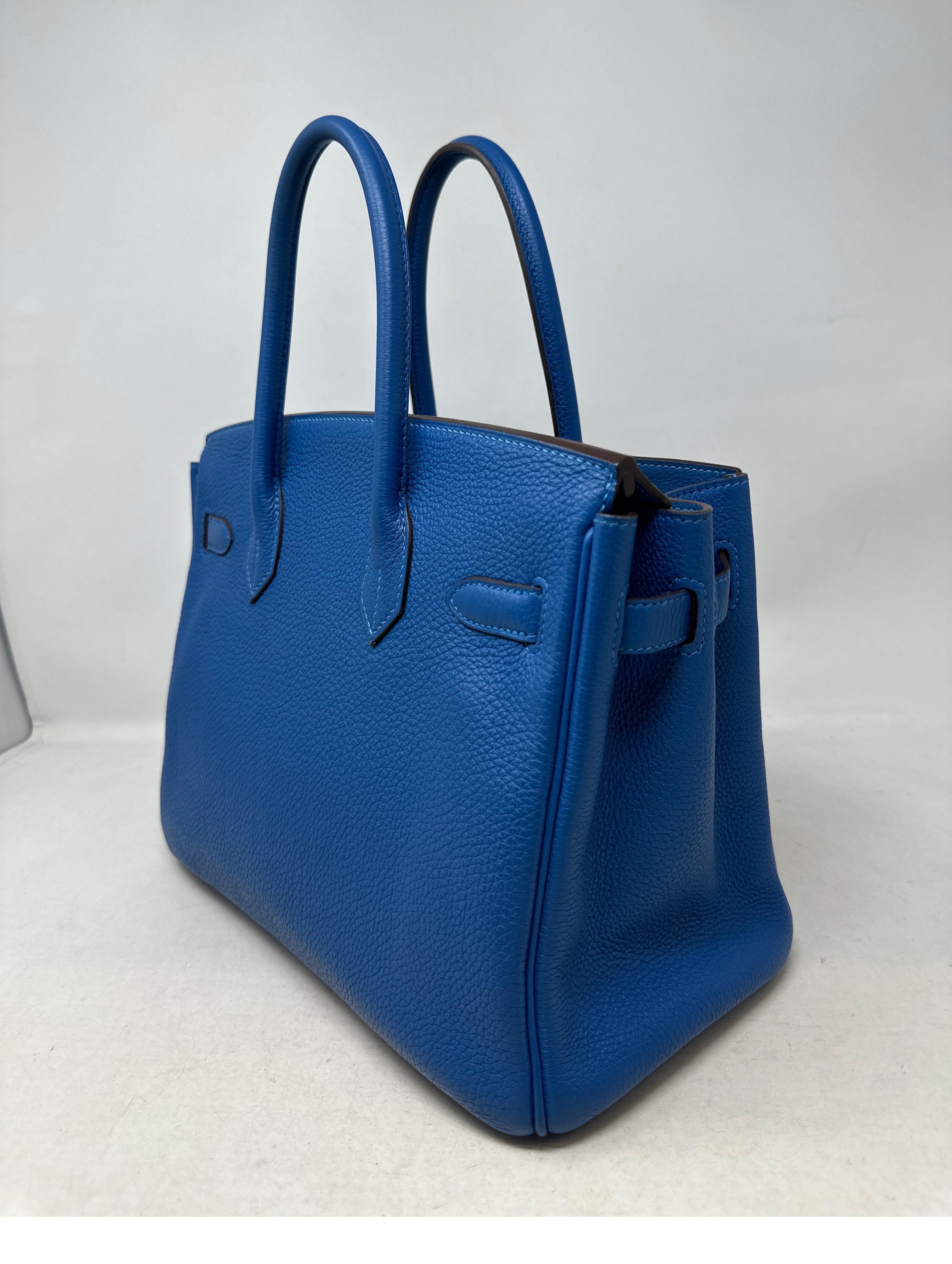 Hermes Blue Mykonos Birkin 30 Bag 4