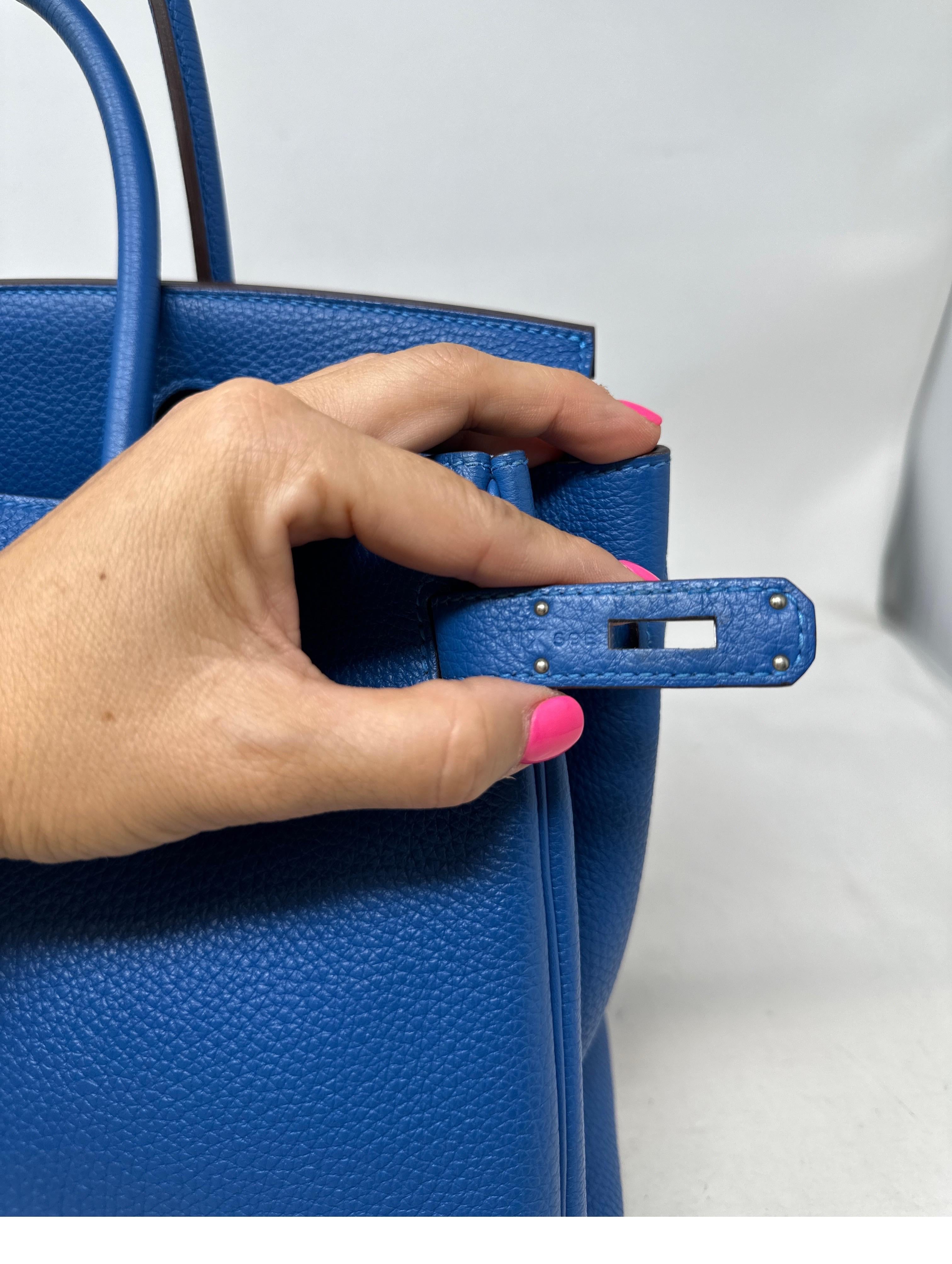 Hermes Blue Mykonos Birkin 30 Bag 5
