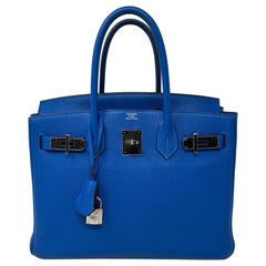Hermes Blue Mykonos Birkin 30 Bag