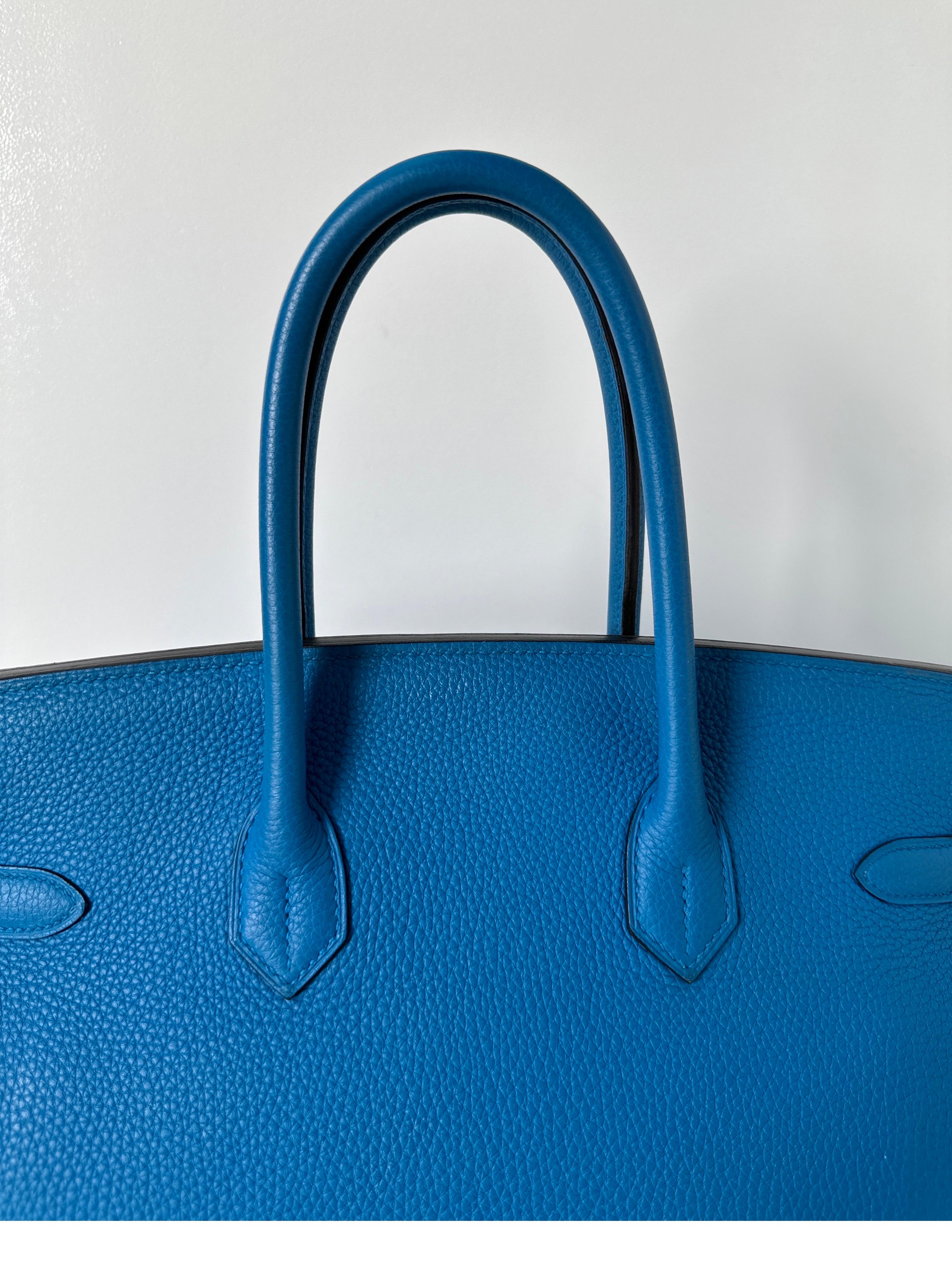 Sac Hermes Birkin 35 bleu Zanzibar 10