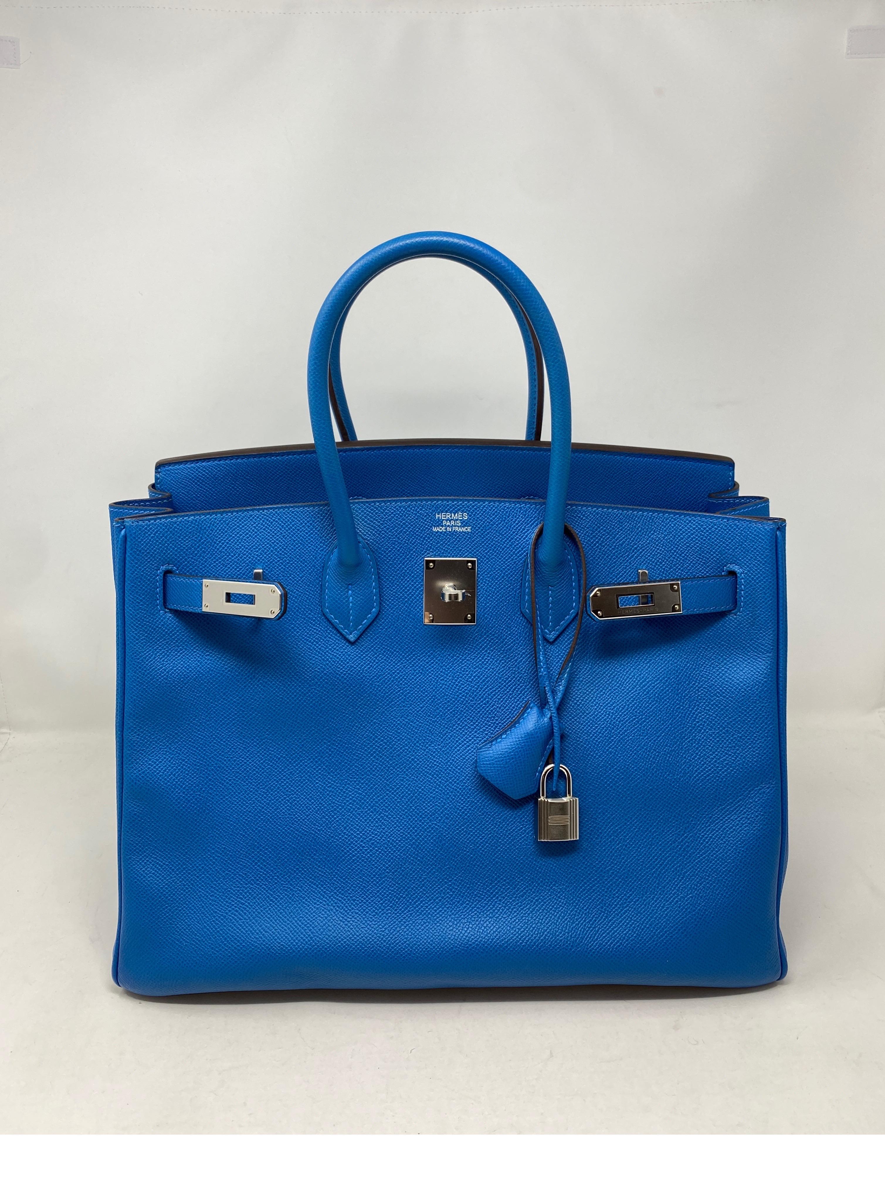 Hermes Blue Mykonos Birkin 35 Bag 13