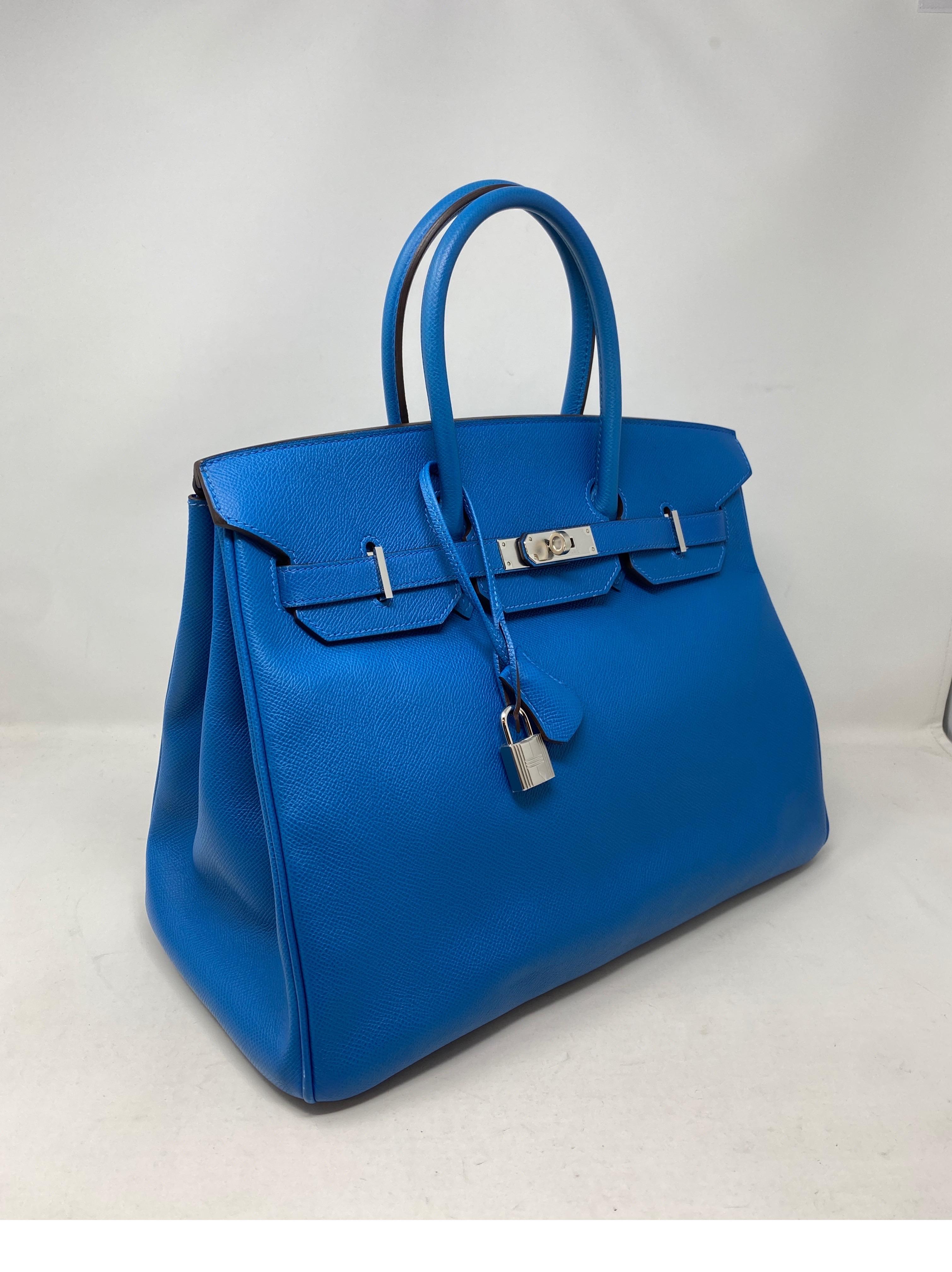 Hermes Blue Mykonos Birkin 35 Bag In Excellent Condition In Athens, GA