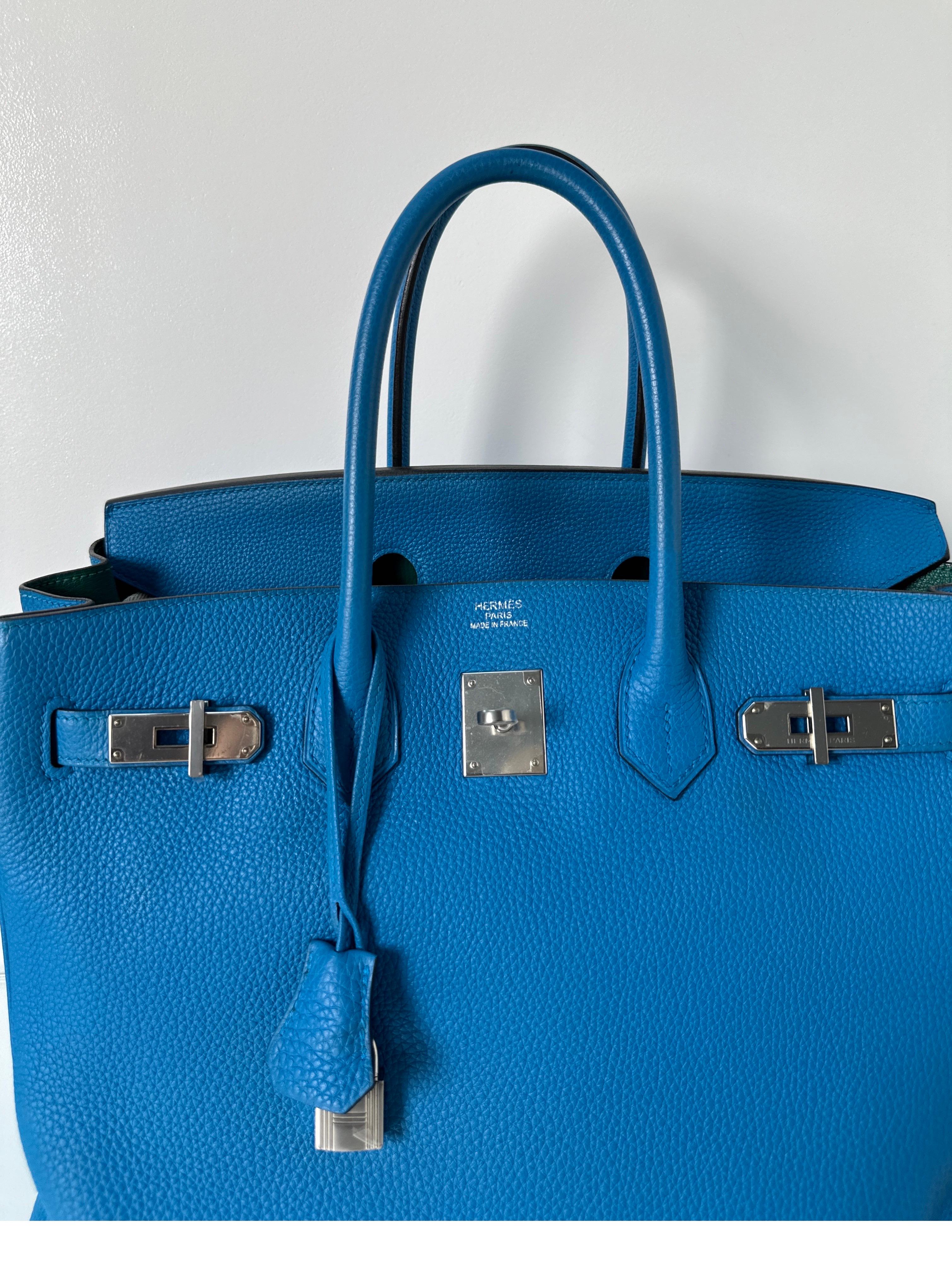 Bleu Sac Hermes Birkin 35 bleu Zanzibar