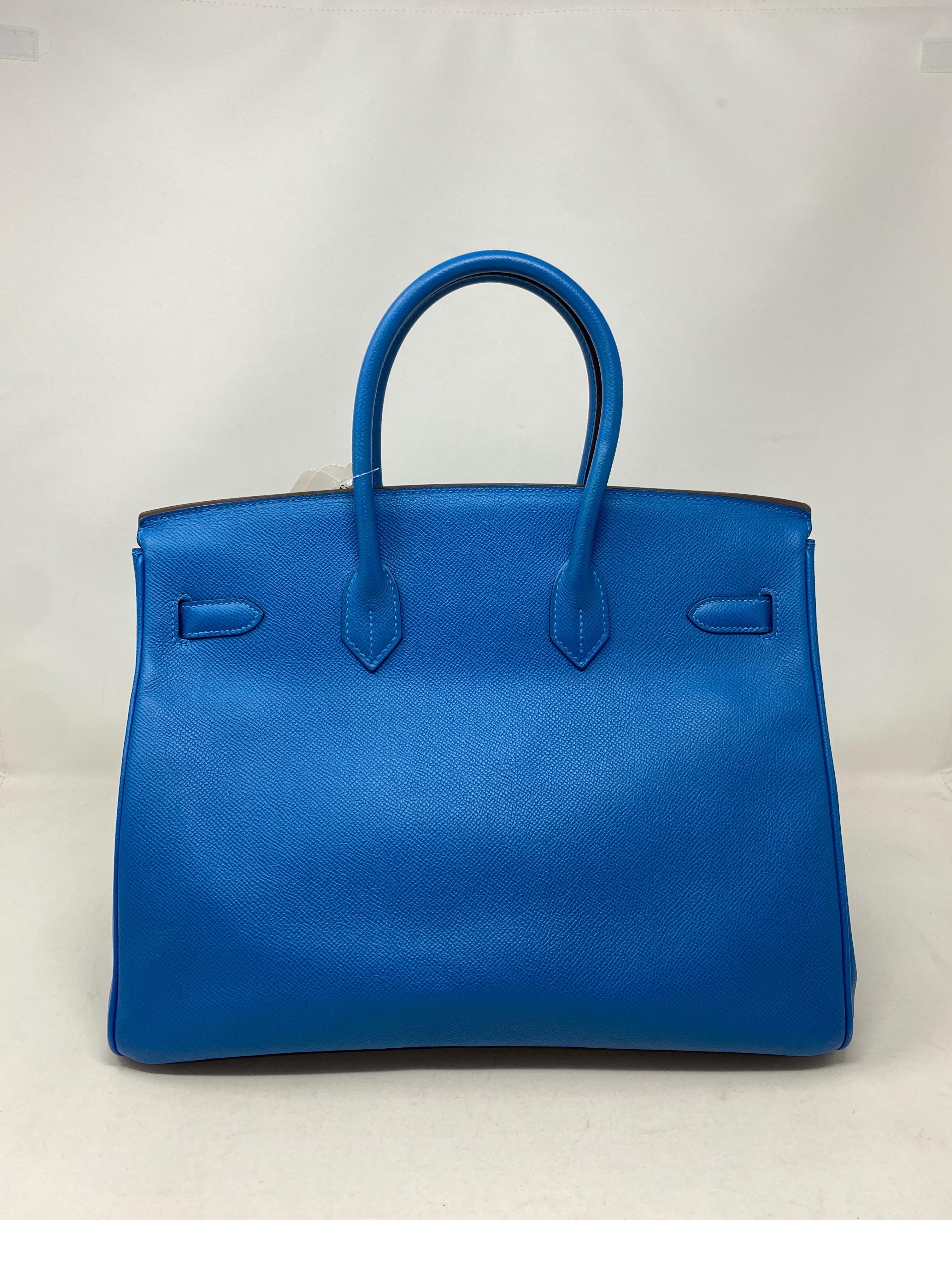 Women's or Men's Hermes Blue Mykonos Birkin 35 Bag