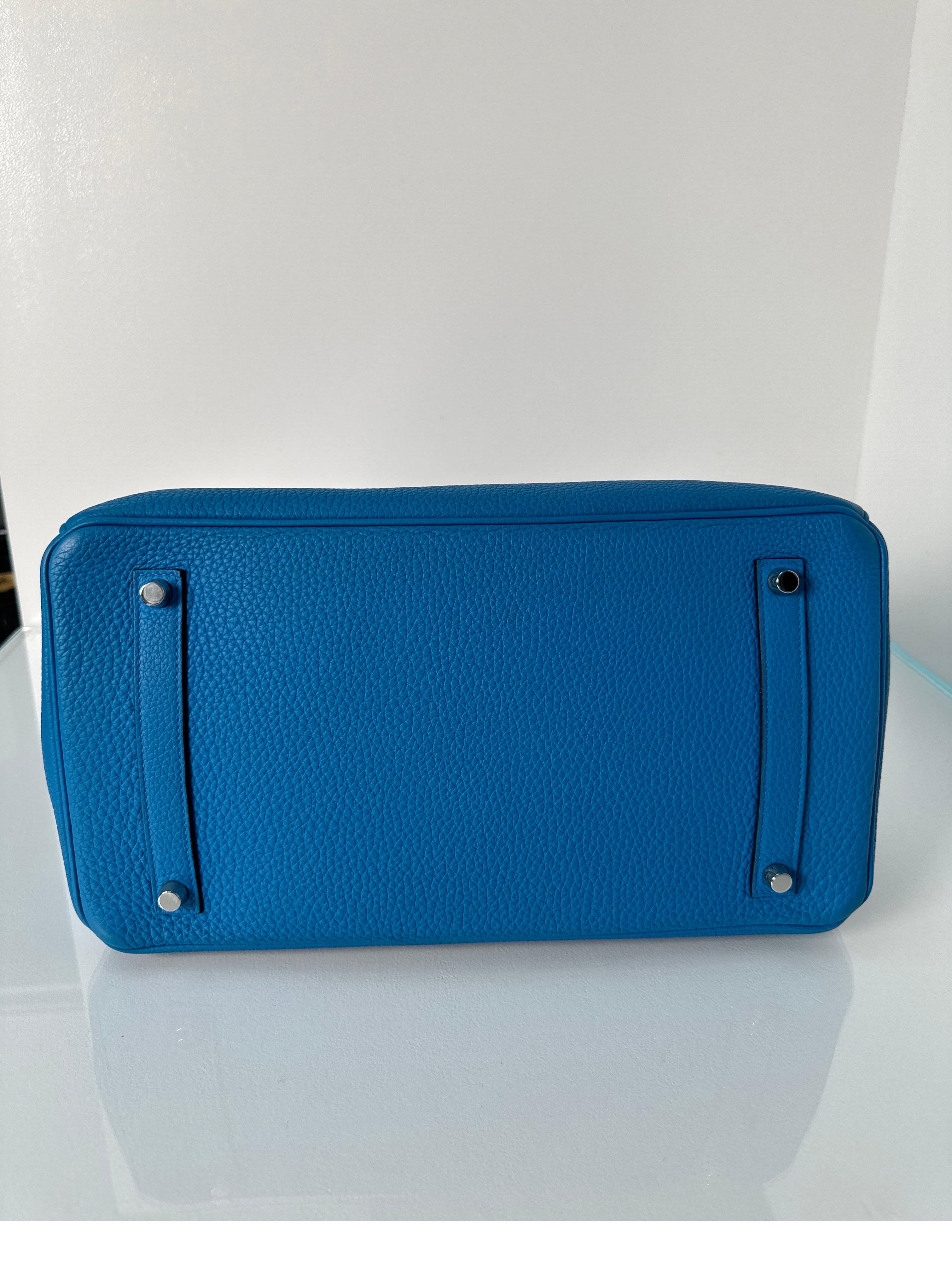 Sac Hermes Birkin 35 bleu Zanzibar Excellent état à Athens, GA