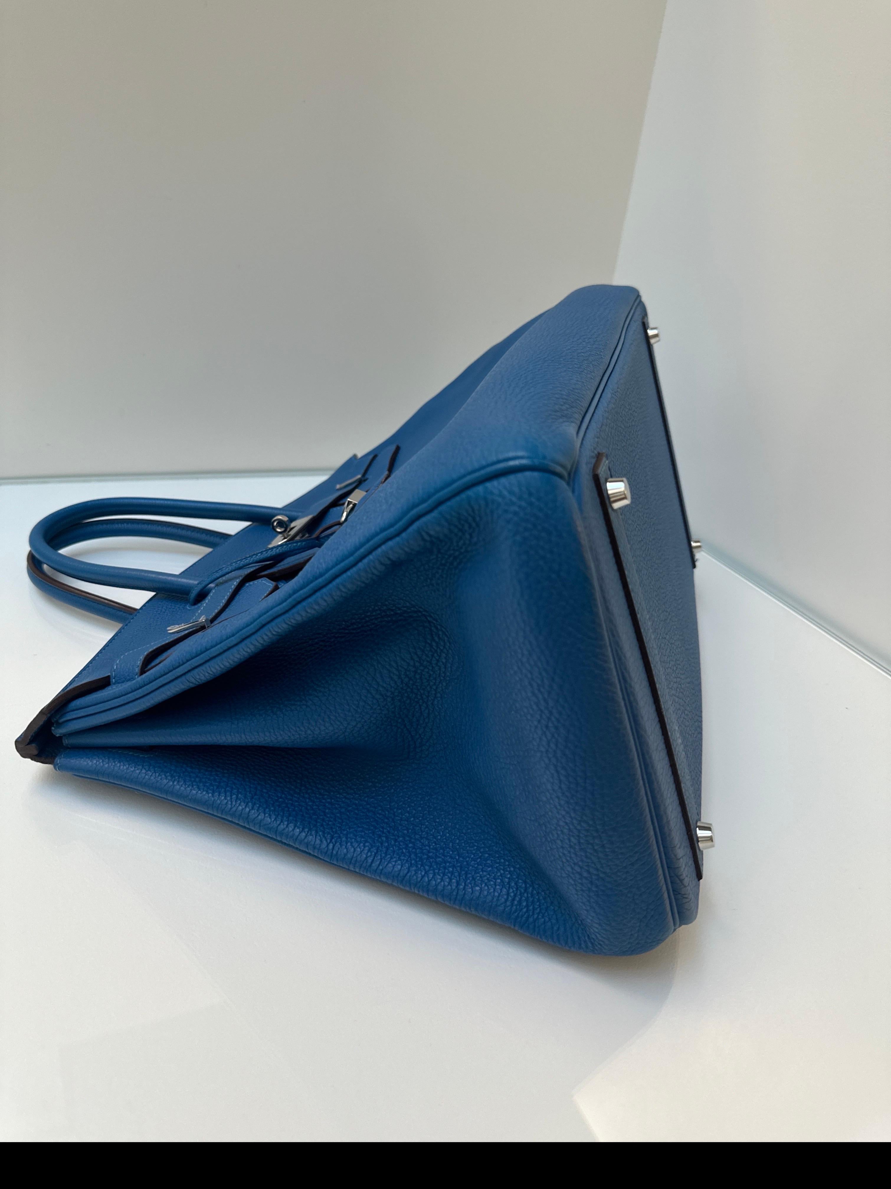 Hermes Blue Mykonos Birkin 40 Bag 6