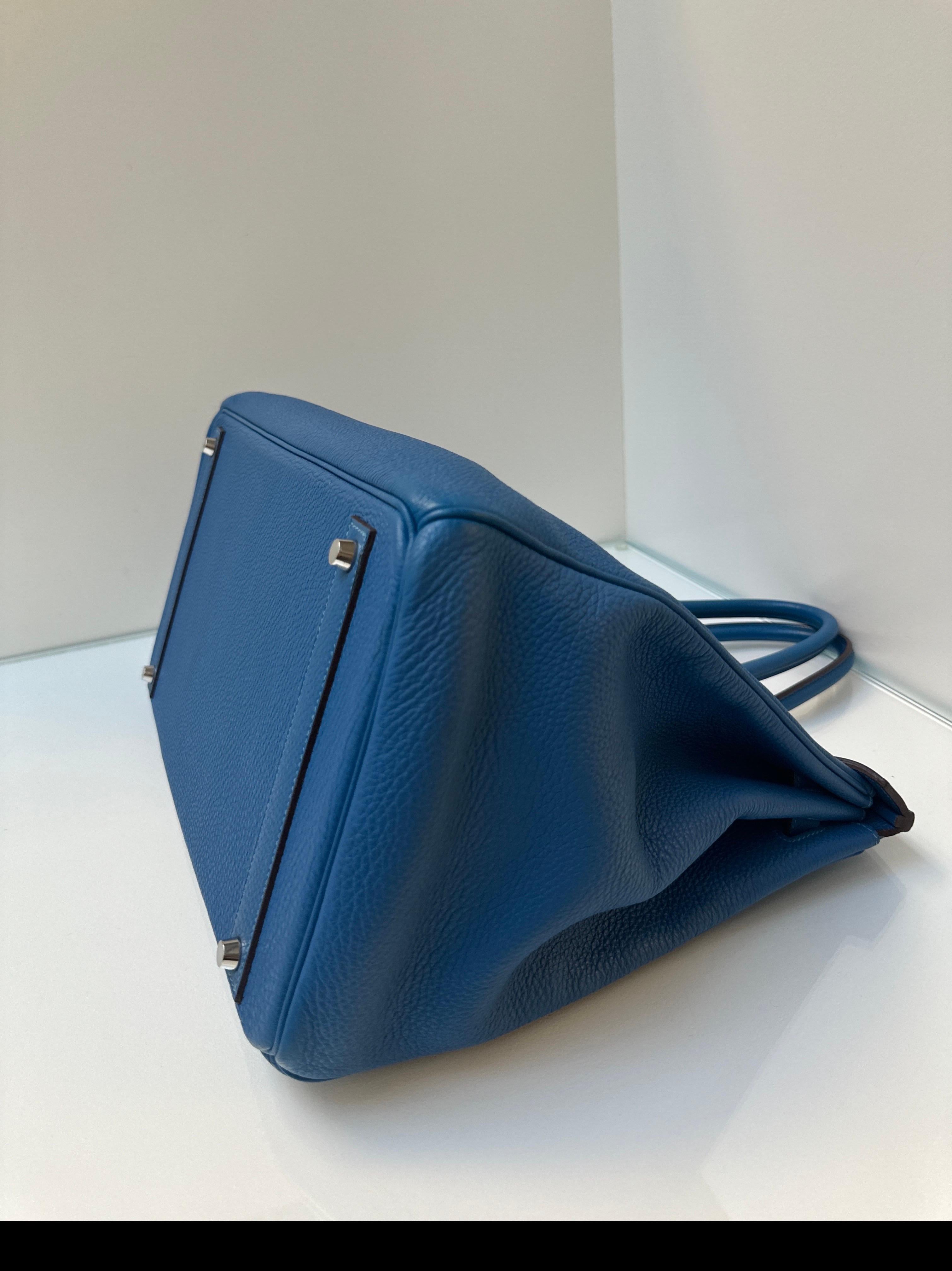 Hermes Blue Mykonos Birkin 40 Bag 7
