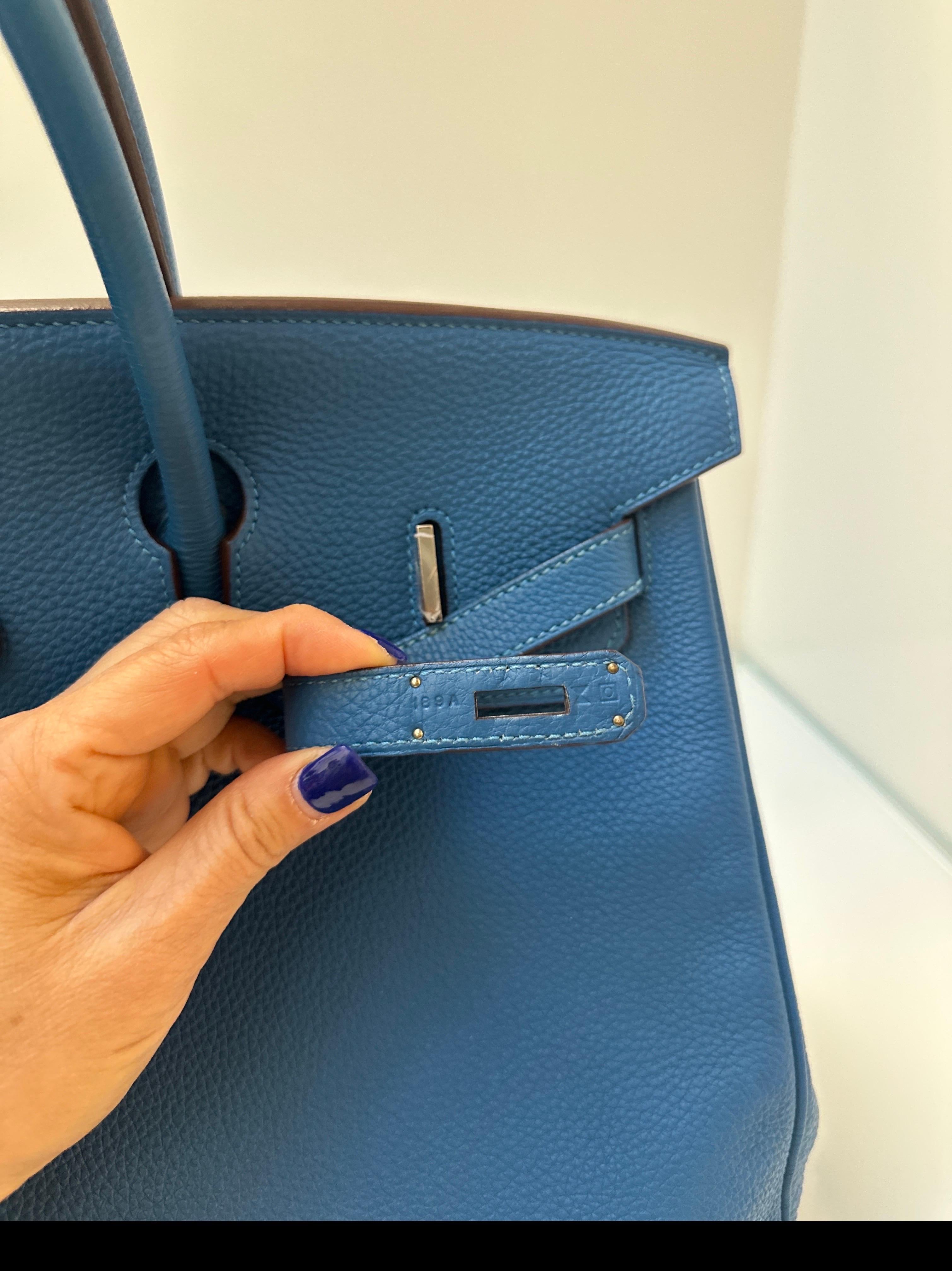 Hermes Blue Mykonos Birkin 40 Bag 8