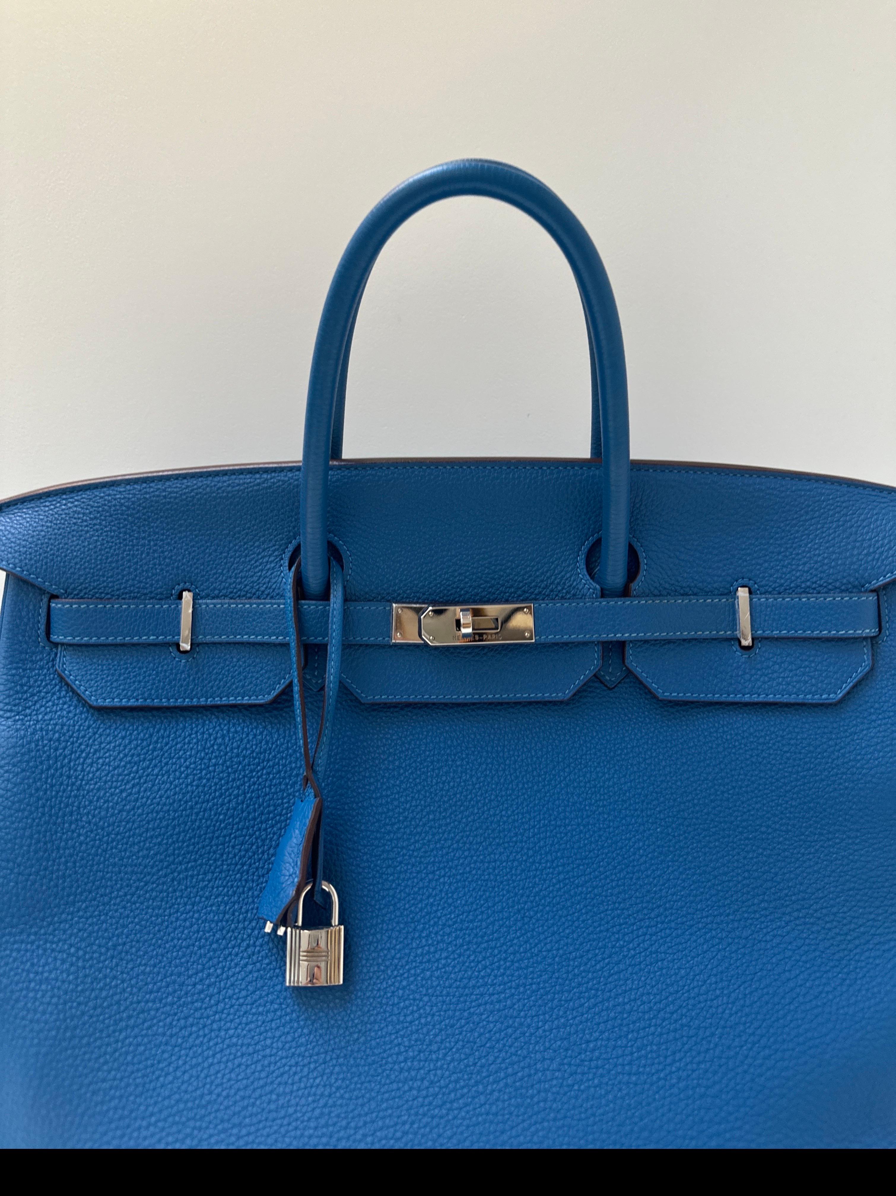 Hermes Blue Mykonos Birkin 40 Bag 14