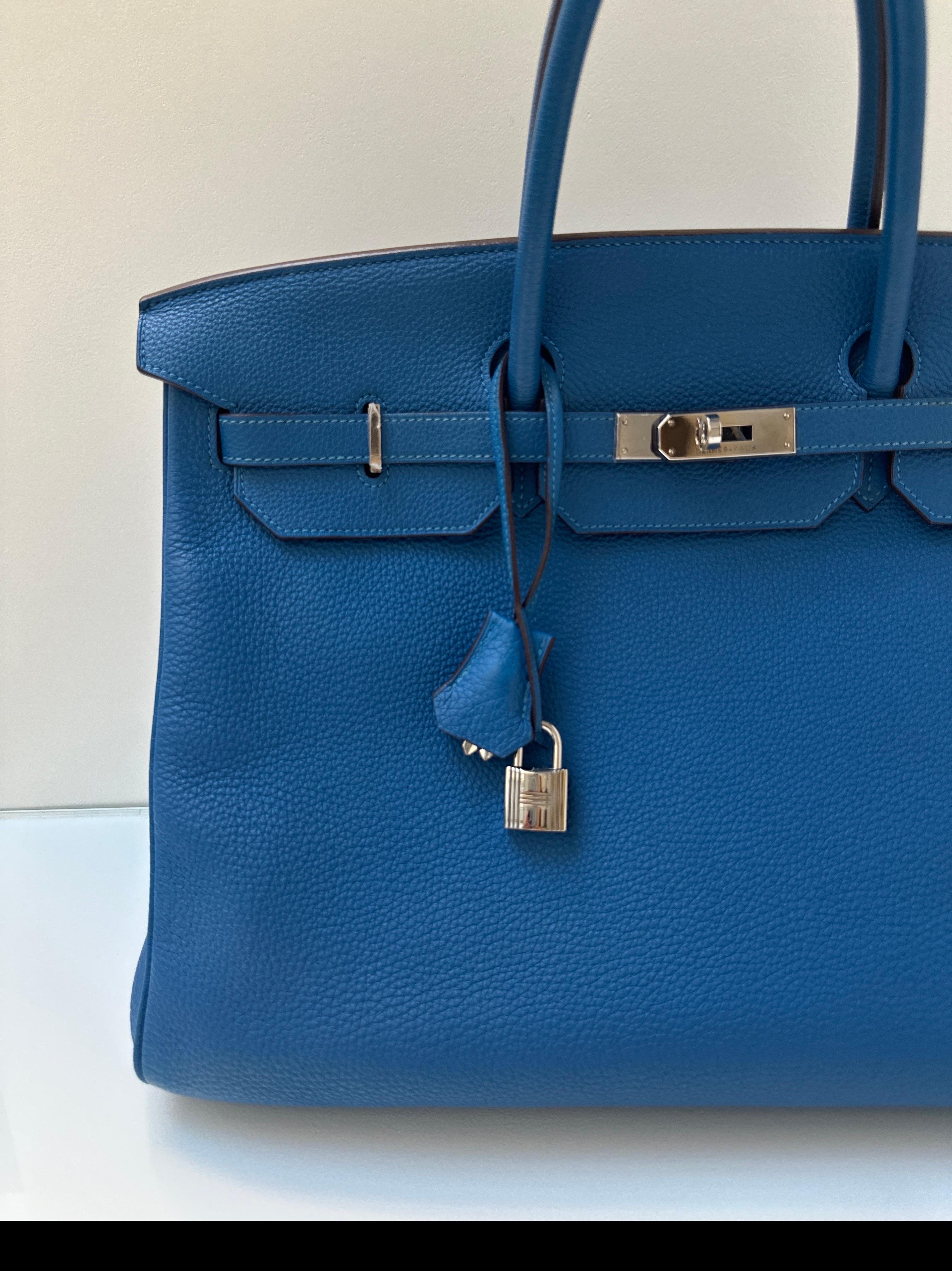 Hermes Blue Mykonos Birkin 40 Bag In Excellent Condition In Athens, GA