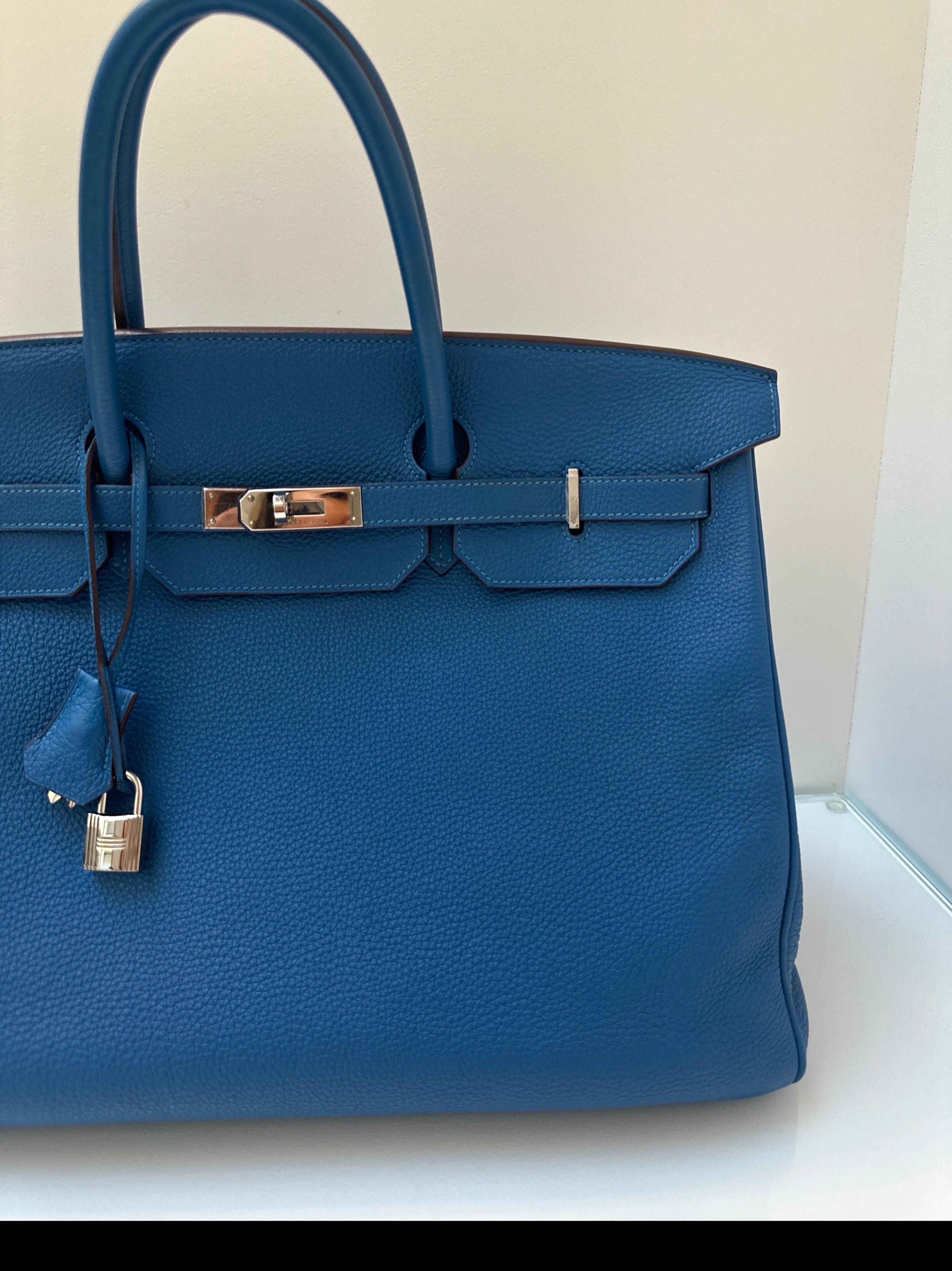 Women's or Men's Hermes Blue Mykonos Birkin 40 Bag