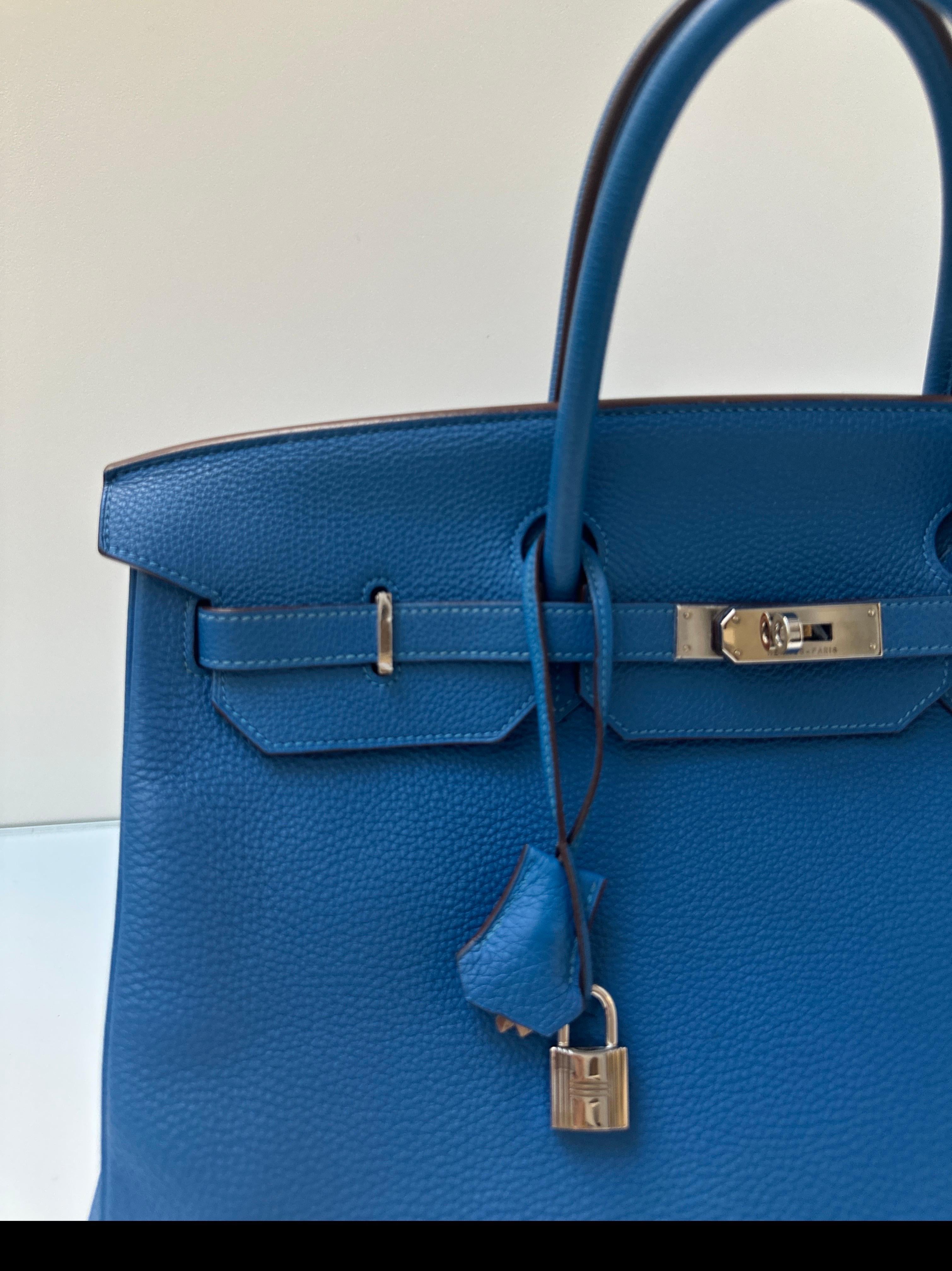 Hermes Blue Mykonos Birkin 40 Bag 4