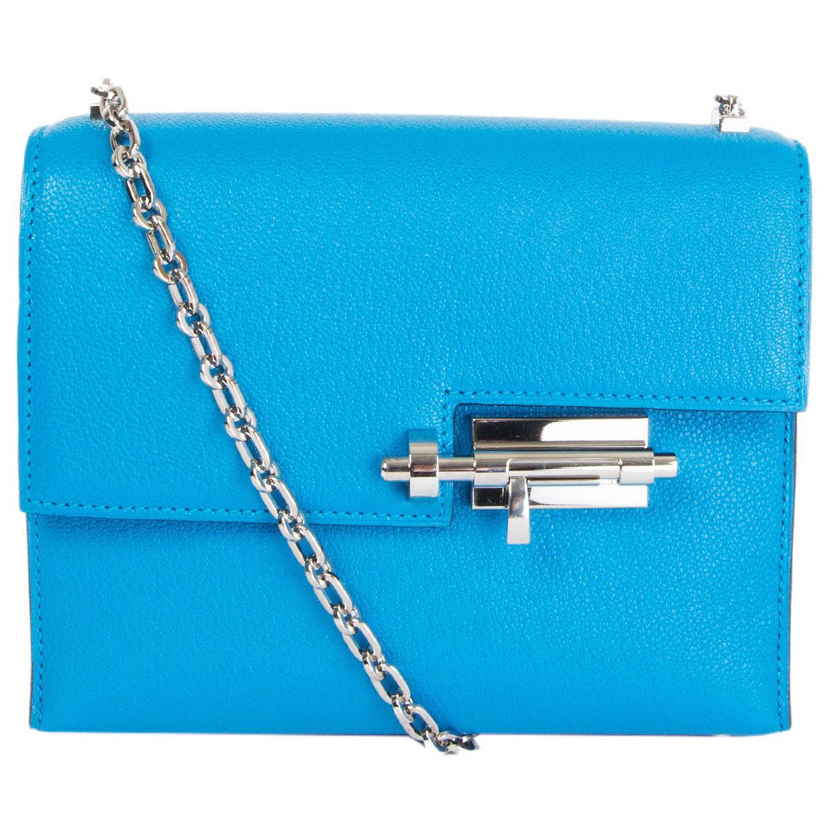 HERMES blue Frida Mysore leather VERROU CHAINE MINI Shoulder Bag