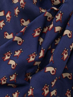 Foulard en soie bleu marine Hermes Ascot