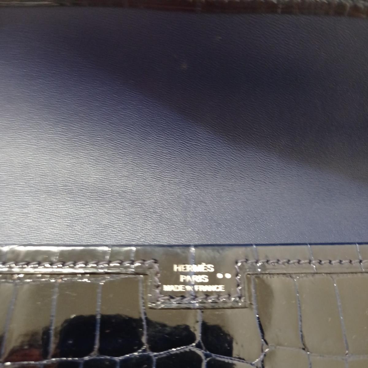 Black Hermes Blue Nil Crocodile Jige Clutch