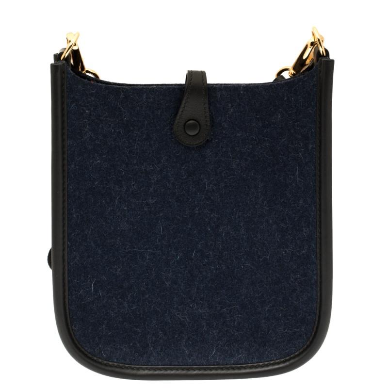 Women's Hermes Blue Nuit/Black Feutre and Swift Leather Evelyne I TPM Bag