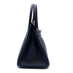 Hermes Blue Nuit Clemence Leather Birkin 30