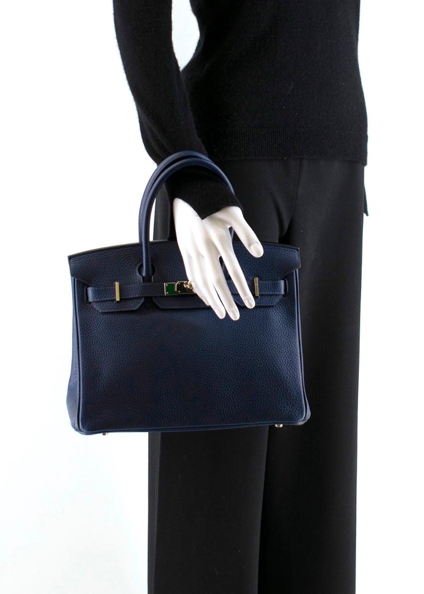 Hermes Blue Nuit Clemence Leather Birkin 30 In Excellent Condition In London, GB