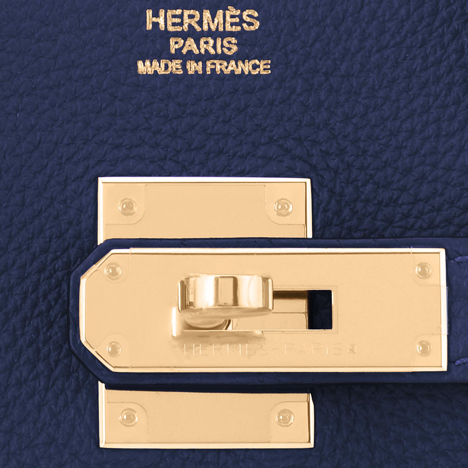 Hermes Bleu Nuit Deep Navy Birkin 30cm Togo Gold Bag Z Stamp, 2021 4