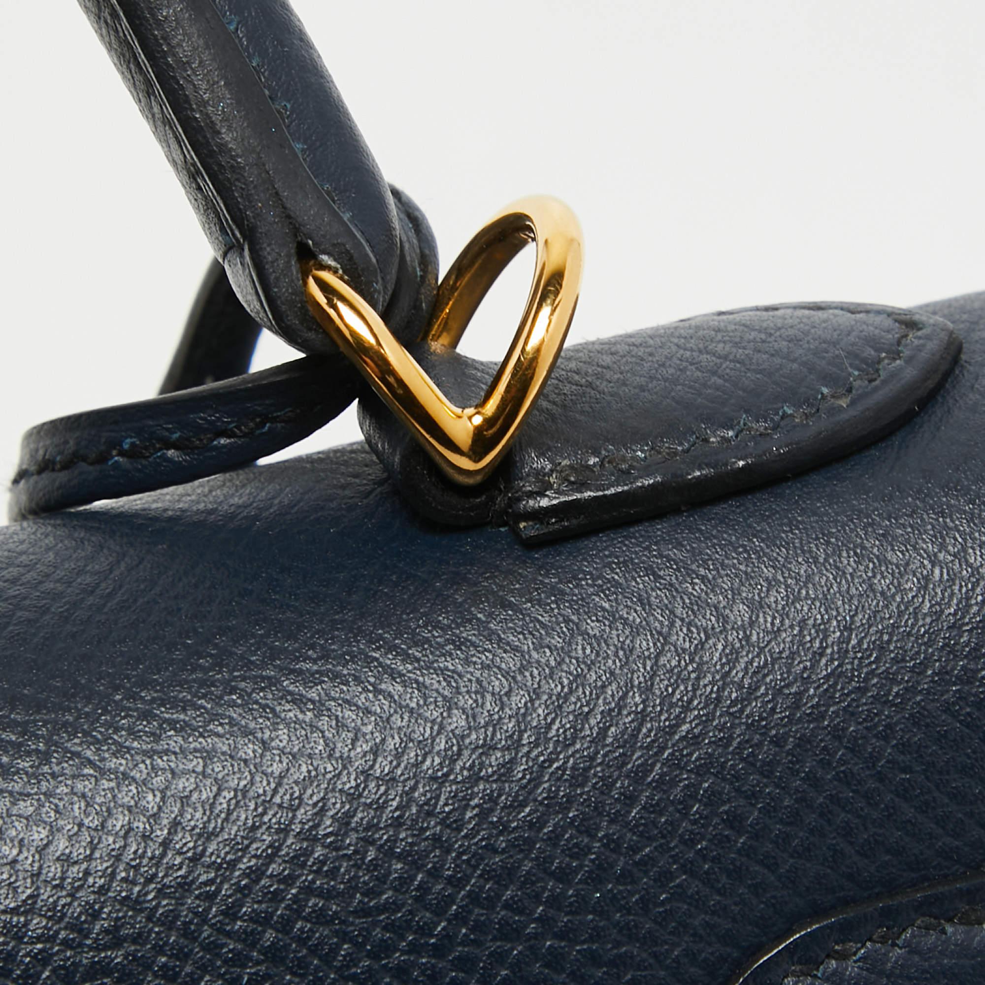Hermes Blue Nuit Epsom Leather Gold Finish Kelly Sellier 25 Bag 7