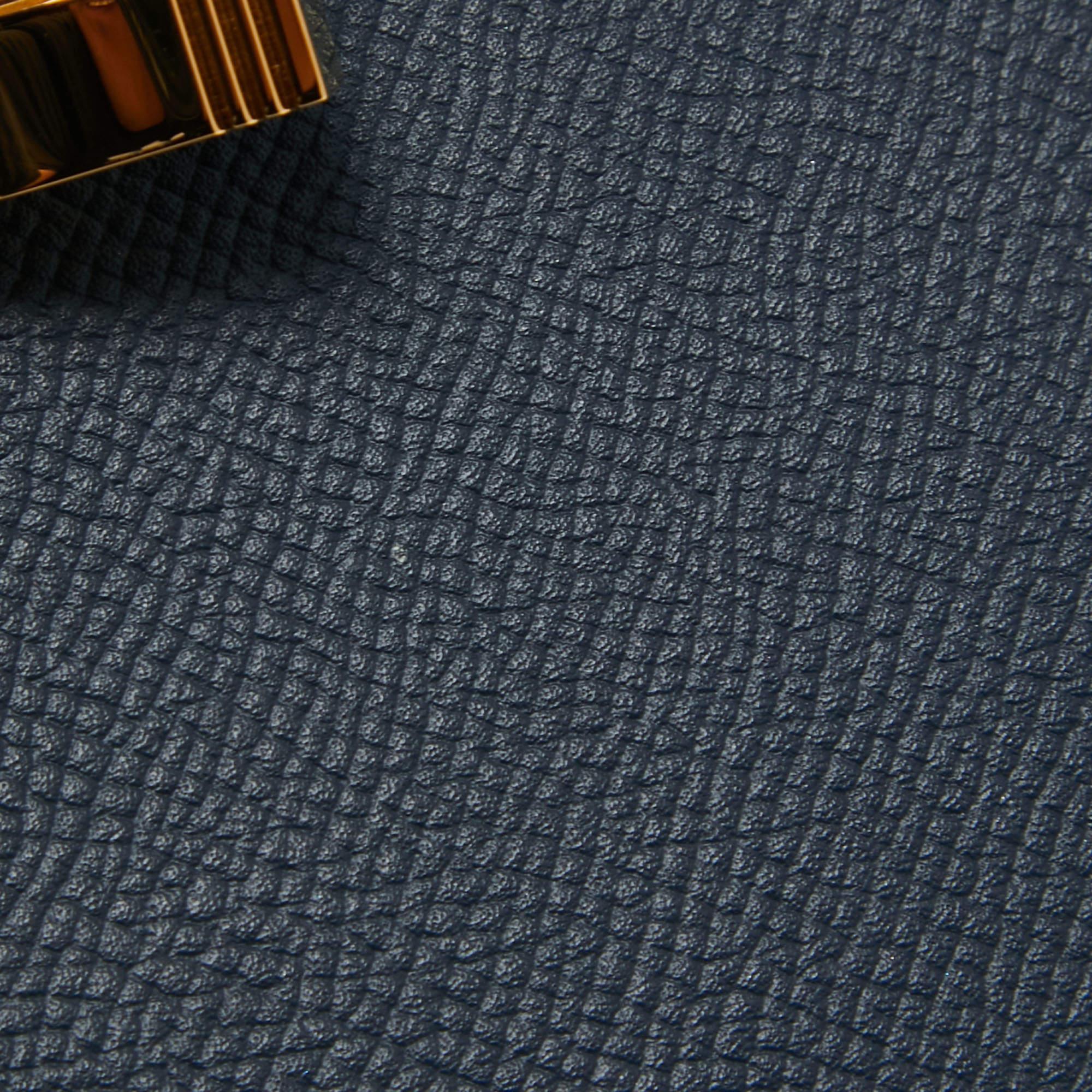 Hermes Blue Nuit Epsom Leather Gold Finish Kelly Sellier 25 Bag 9