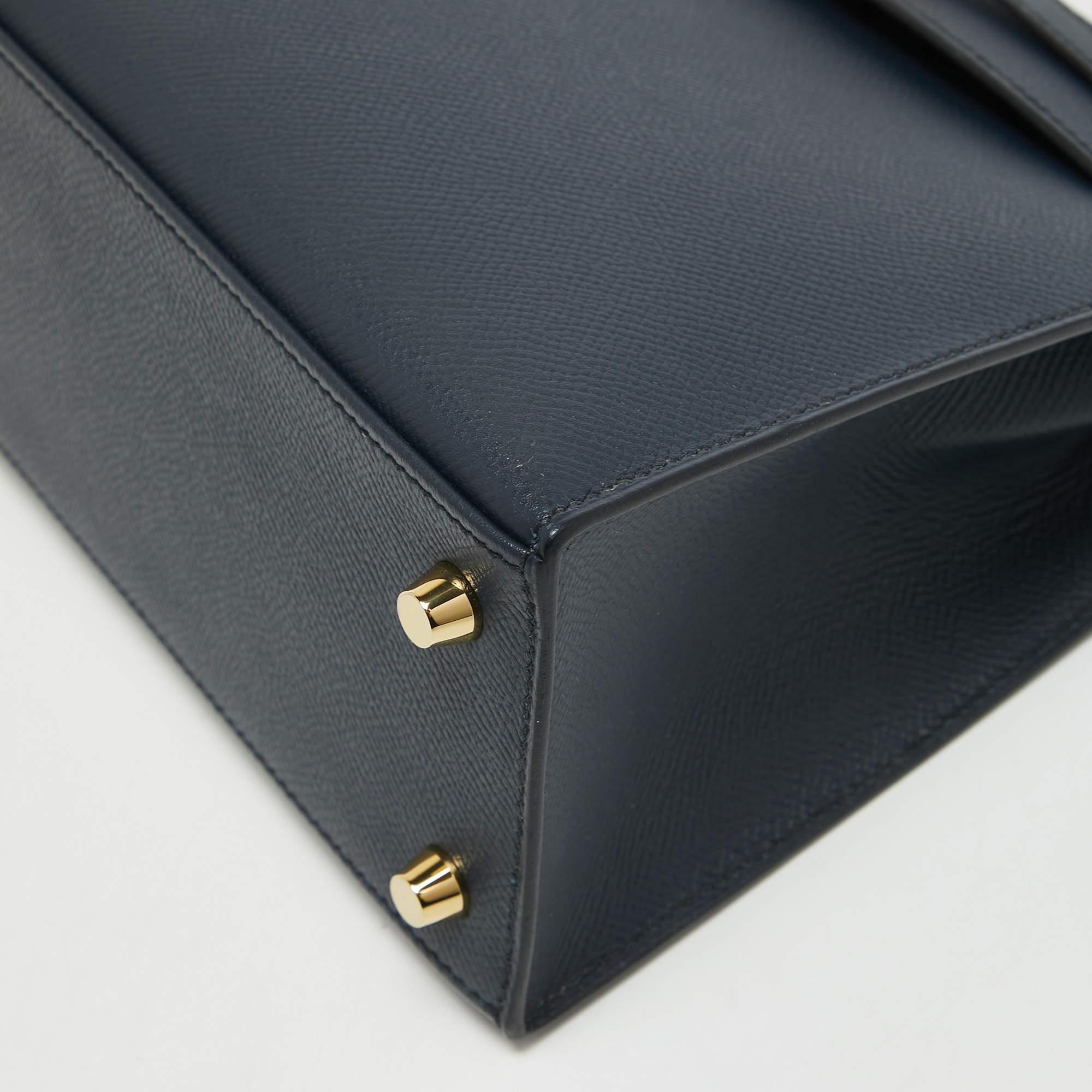 Hermes Blue Nuit Epsom Leather Gold Finish Kelly Sellier 25 Bag 2
