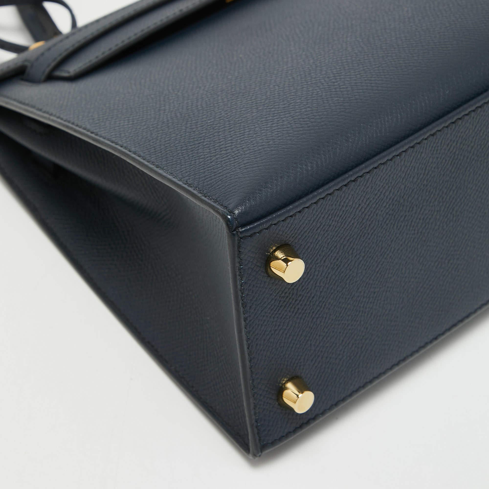 Hermes Blue Nuit Epsom Leather Gold Finish Kelly Sellier 25 Bag 4