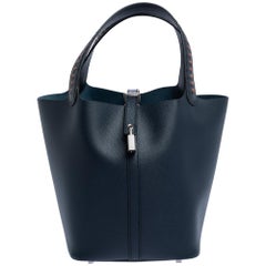 Hermes Blue Nuit Epsom Leather Picotin Lock Tressage MM Bag