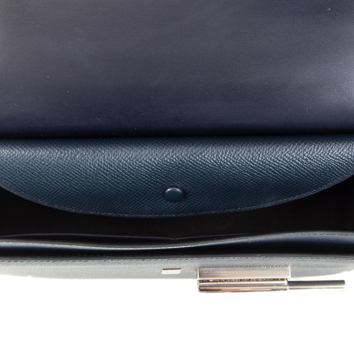 Black HERMES blue Nuit Epsom leather VERROU 21 STRAP Shoulder Bag For Sale