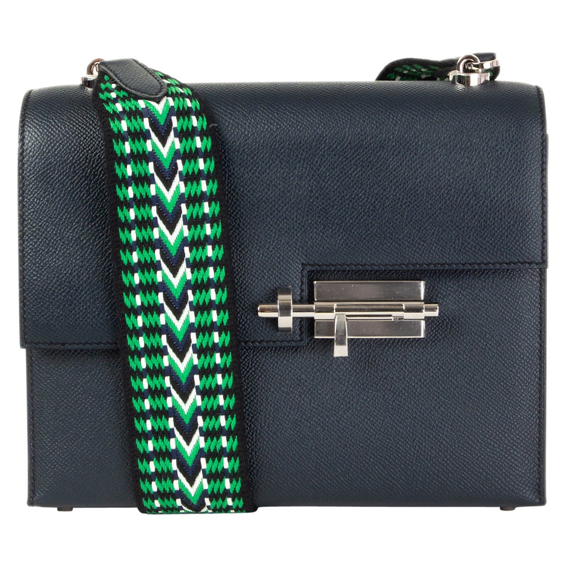 HERMES azul Nuit Epsom cuero VERROU 21 CORREA Bolso de hombro