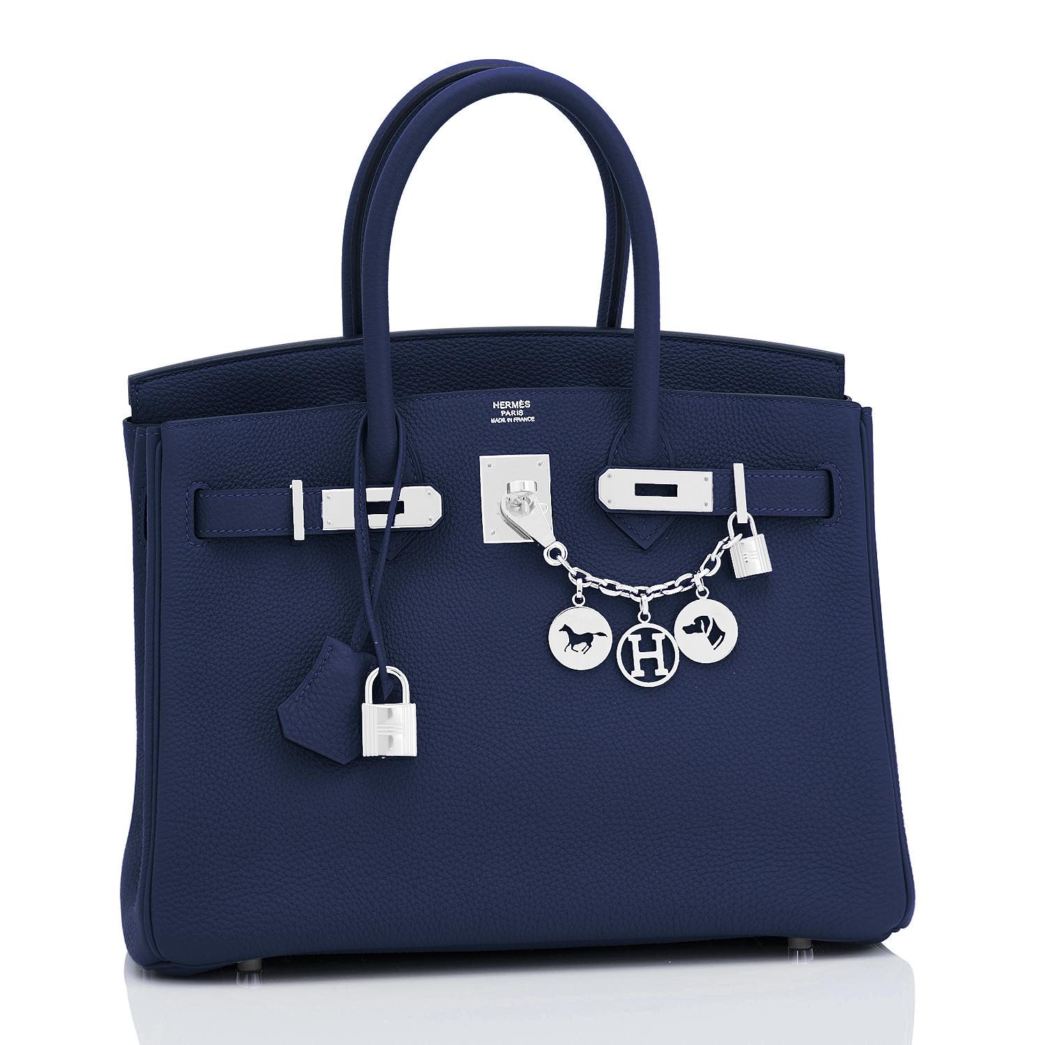 Hermes Blue Nuit Navy Jewel Tone Birkin 30cm Togo Palladium Bag Y Stamp, 2020
Devastatingly gorgeous!
Brand New in Box.  Store Fresh.  Pristine Condition (with plastic on hardware).
Just purchased from Hermes store! Bag bears new interior 2020 Y
