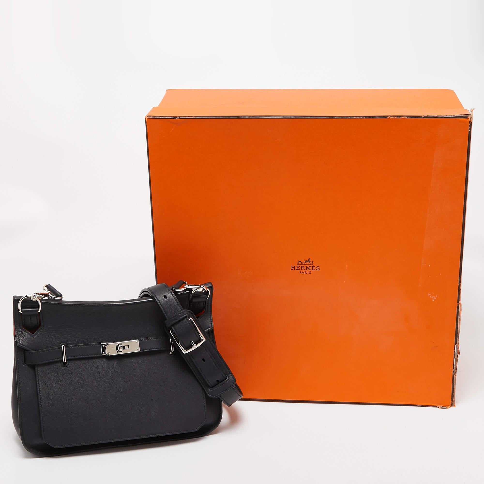 Hermes Blue Nuit/Orange Poppy Swift Leather Jypsiere 28 Bag 5